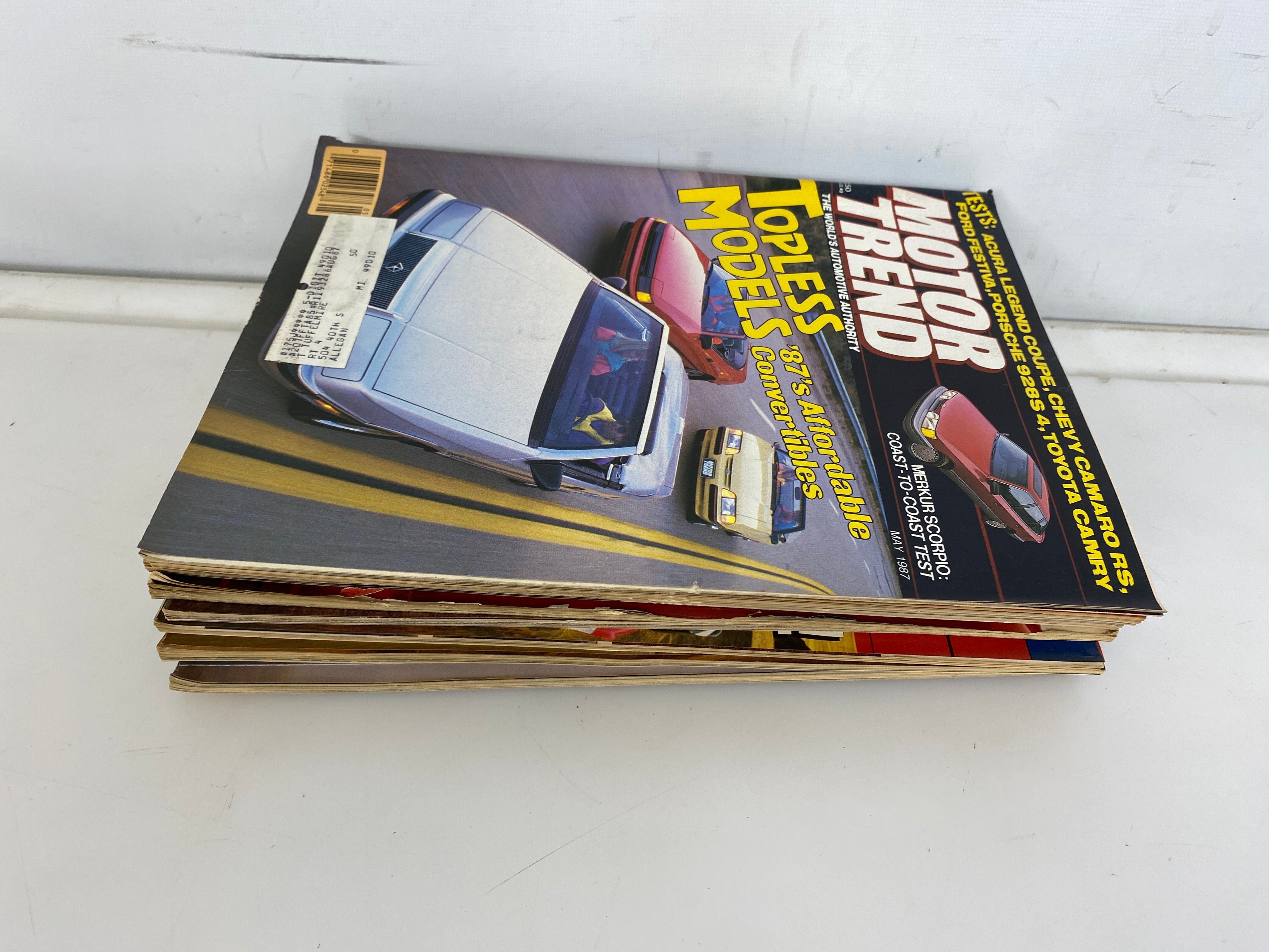 Lot of 9 Vintage Motor Trend Magazines 1987