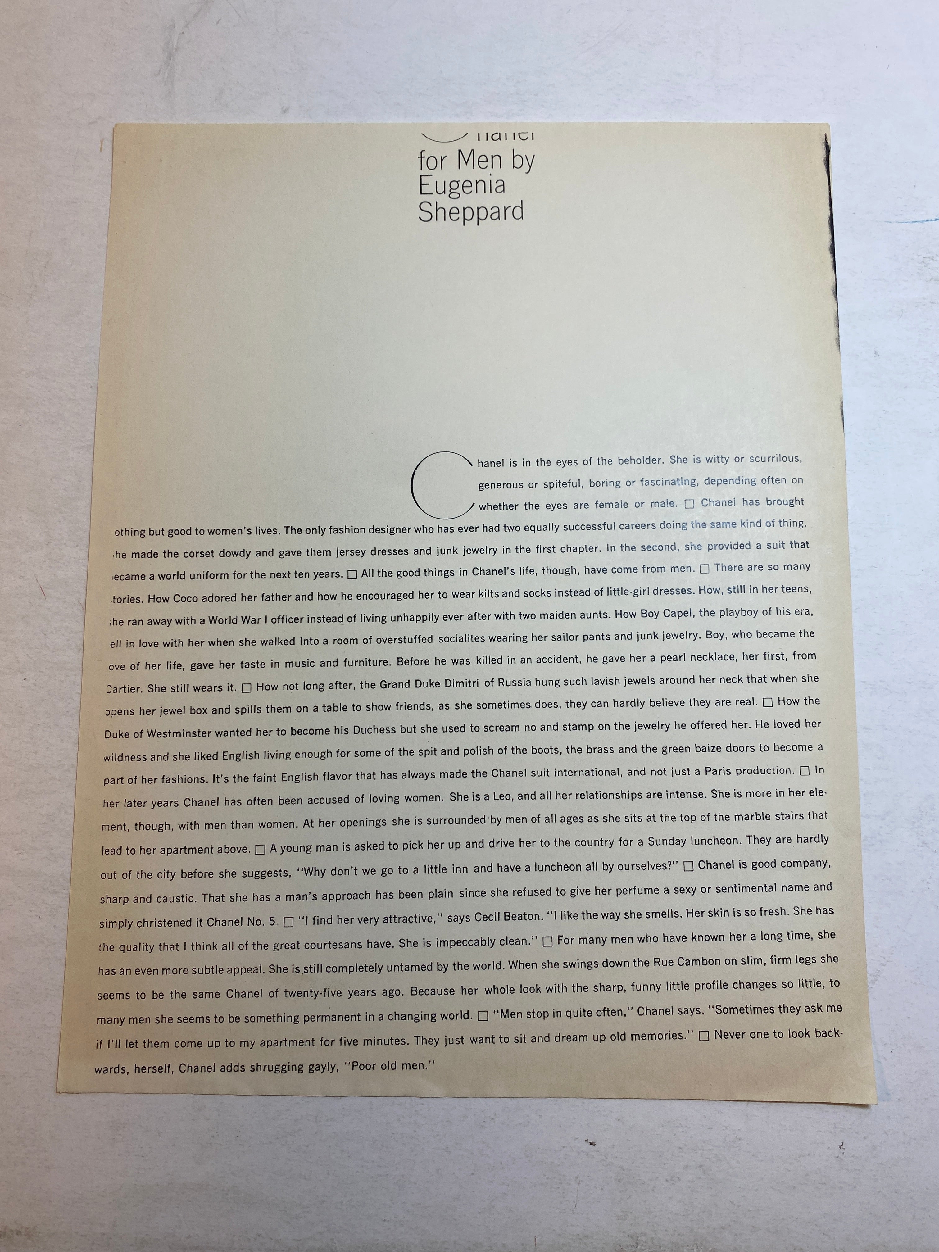 Lot of Chanel Fashion Ephemera 1940s-1960s