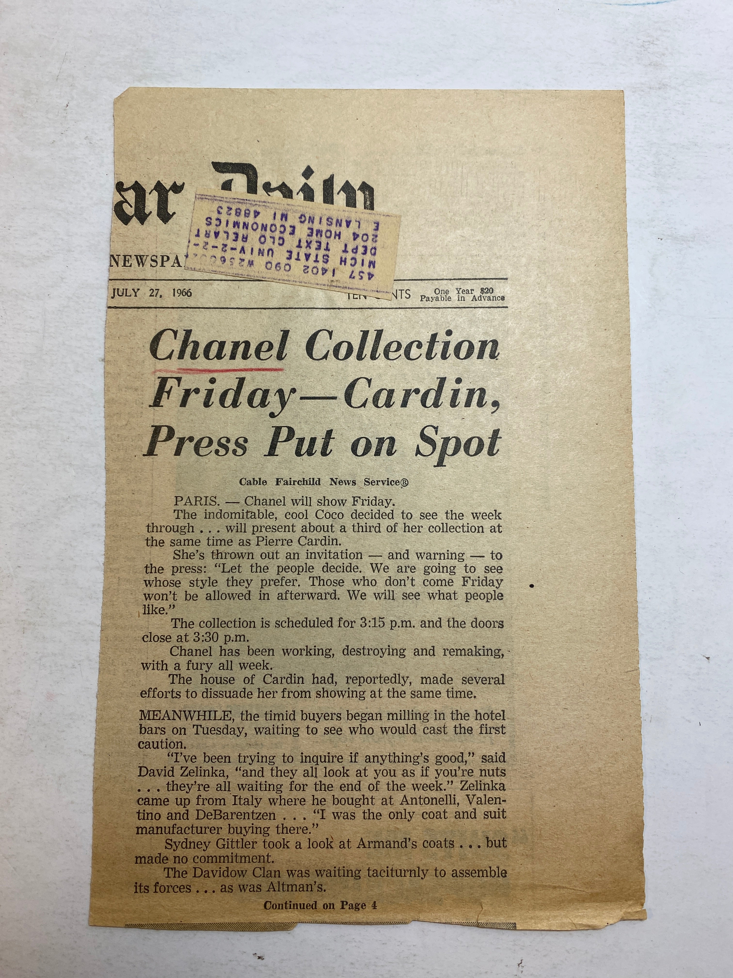 Lot of Chanel Fashion Ephemera 1940s-1960s