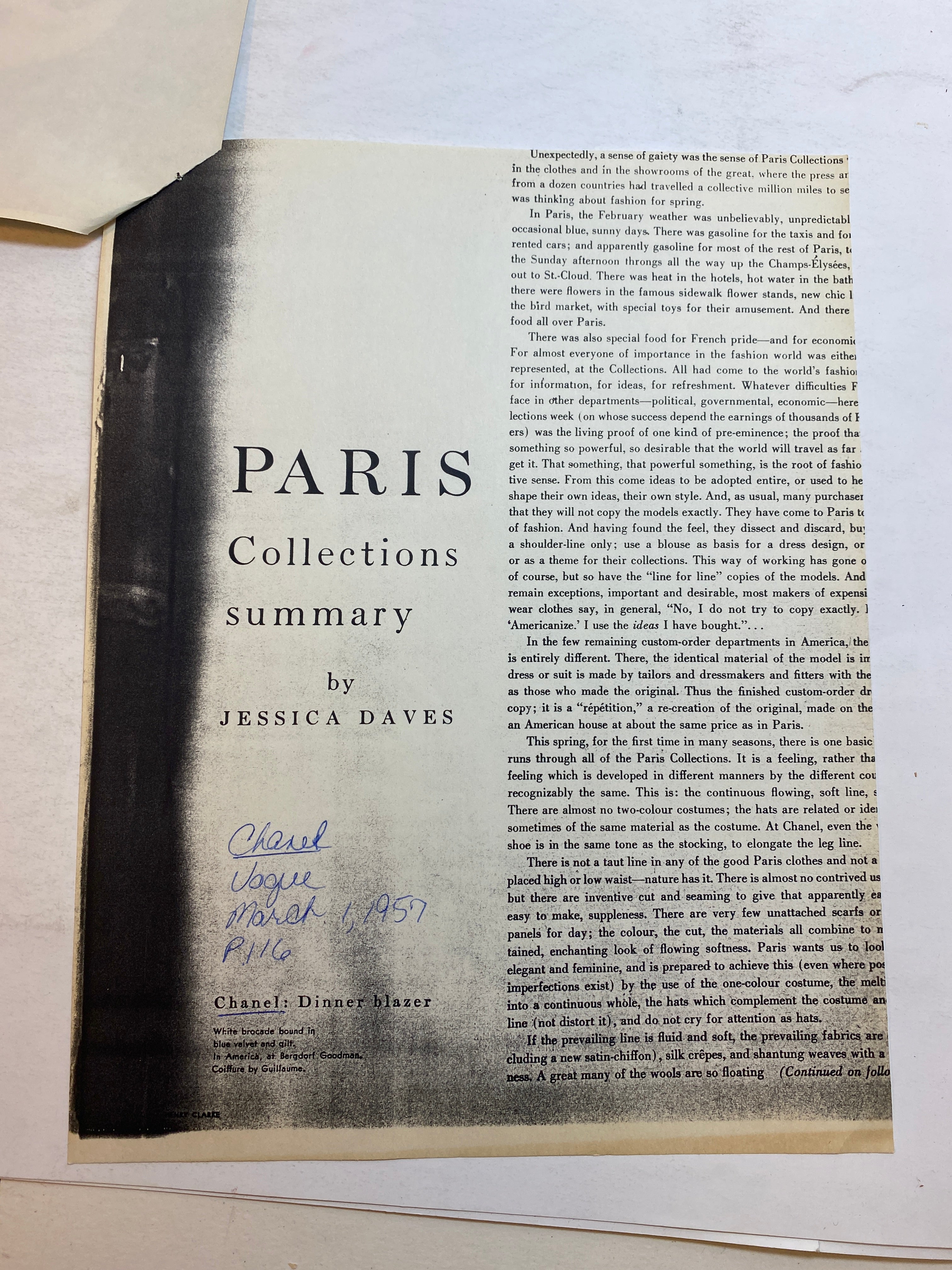 Lot of Chanel Fashion Ephemera 1940s-1960s