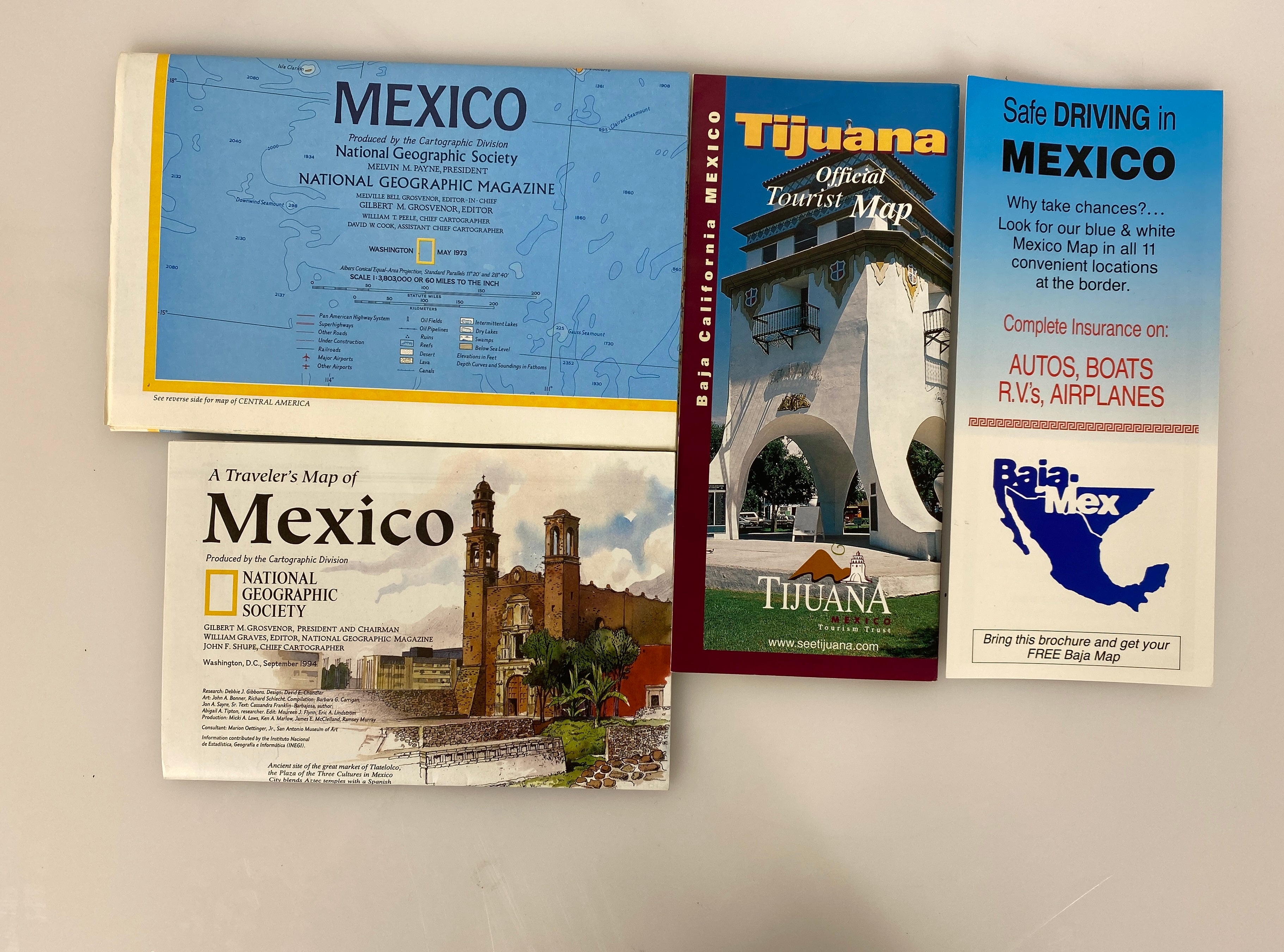 Lot of Mexico Maps/Ephemera incl Tijuana Tourist Map/National Geographic