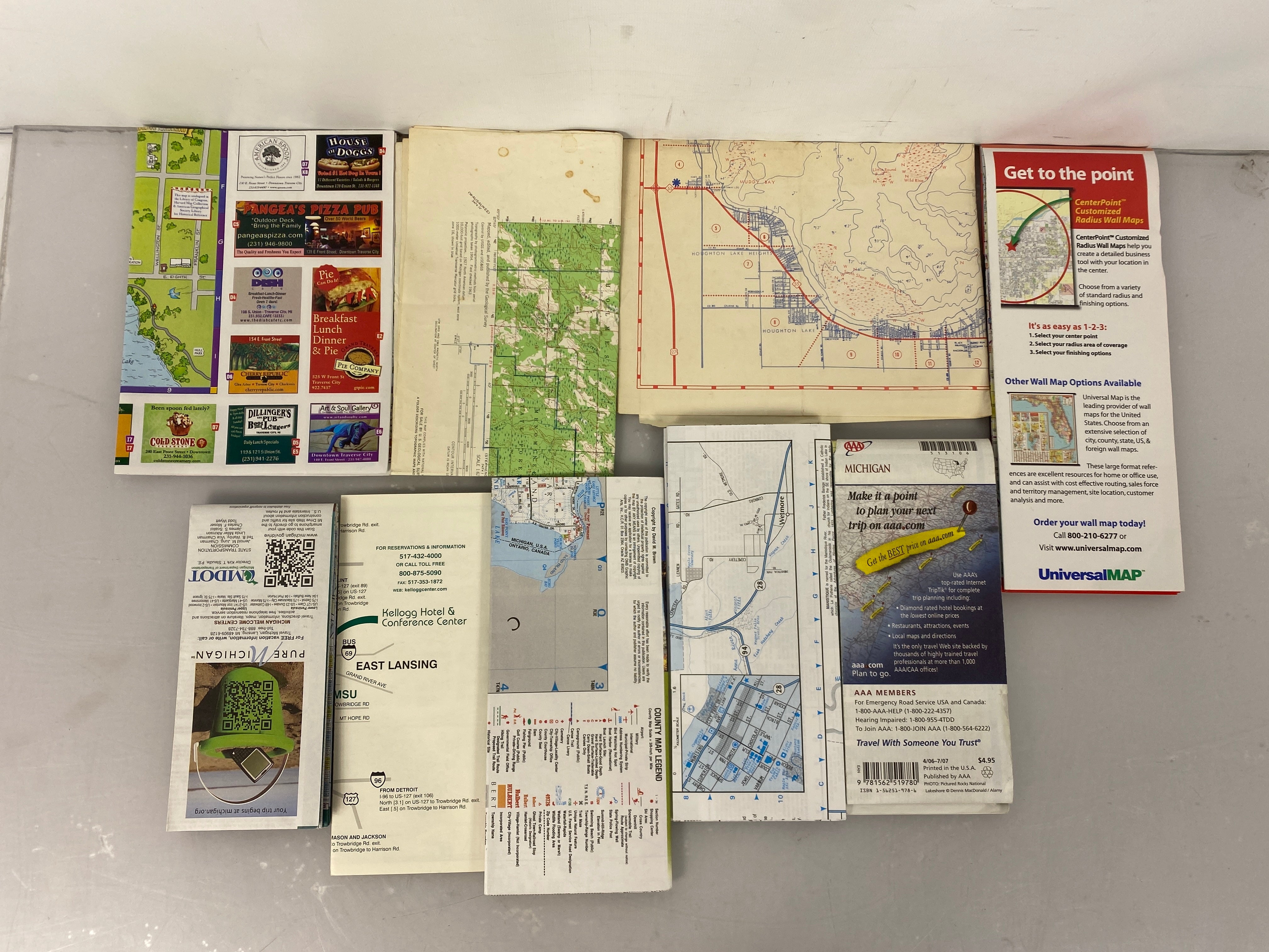 Lot of Michigan Maps: Flip Map/AAA/USGS/Greater Lansing/Traverse City/U.P.
