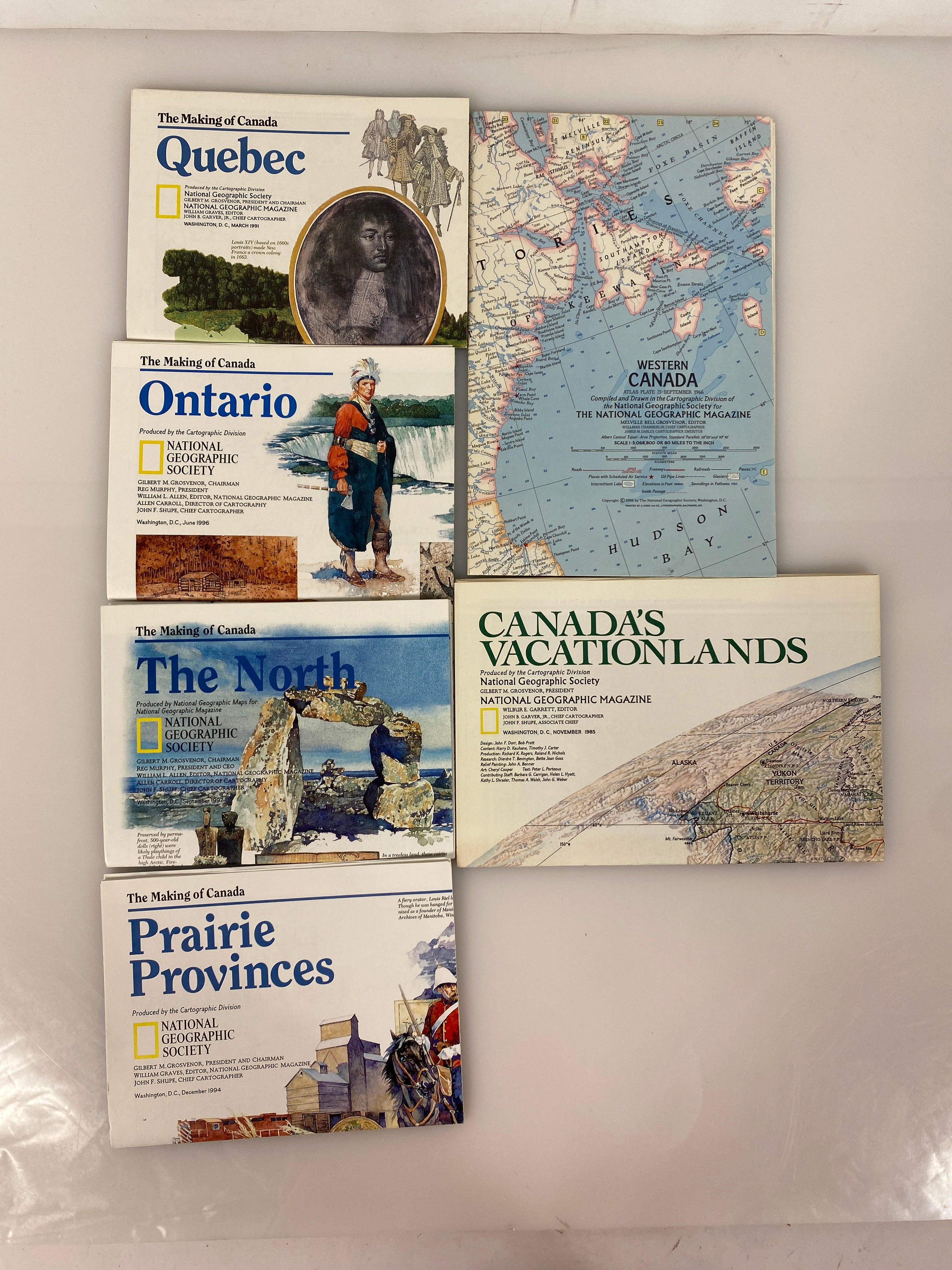 Lot of Nat Geo Canada Wall Maps: Vacationlands/Western CA/The Making of Canada