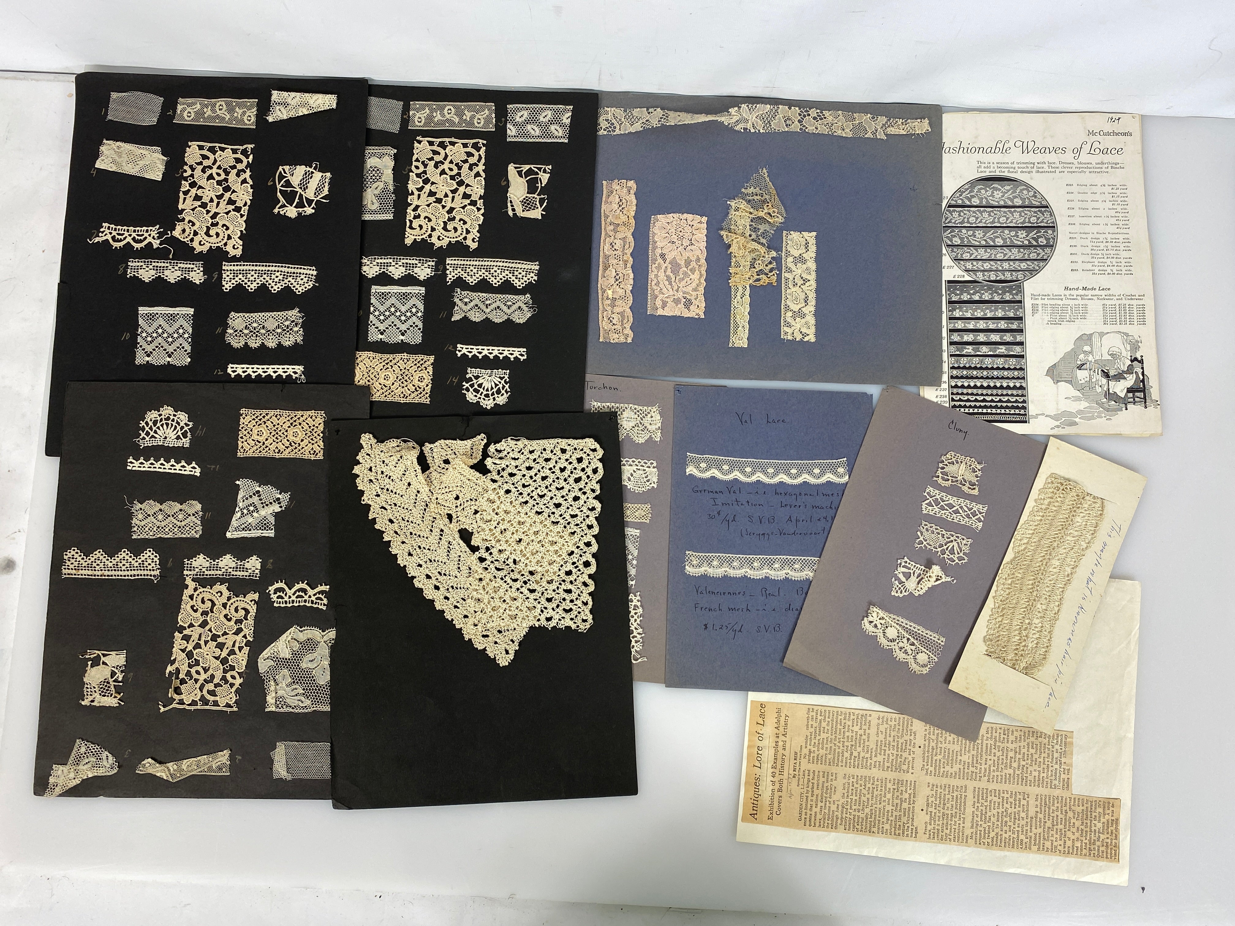 Lot of Vintage Lace Textile Ephemera 1920s-1930s