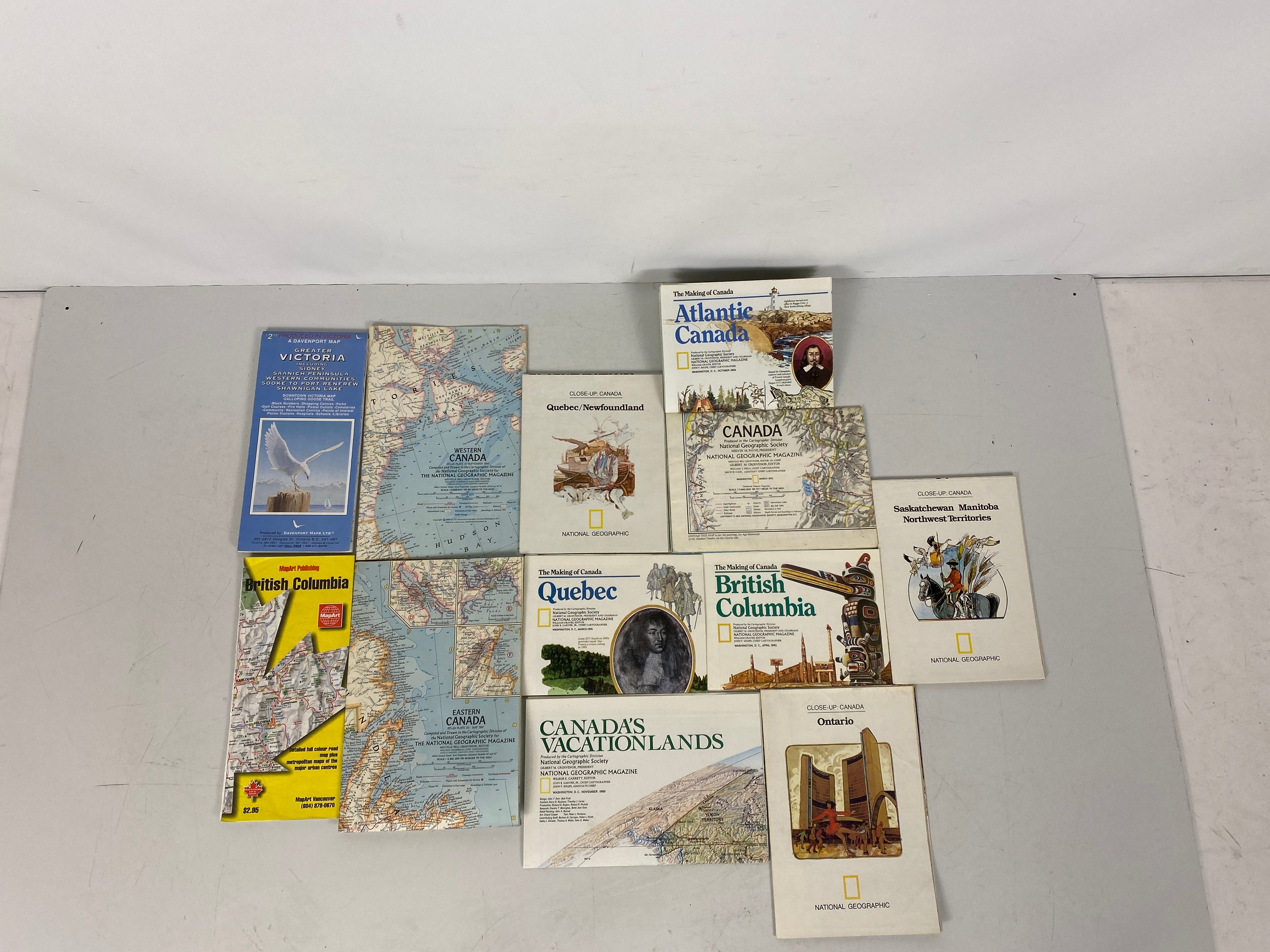 Lot of Vintage Maps of Canada incl Vacationlands and City Map of Victoria
