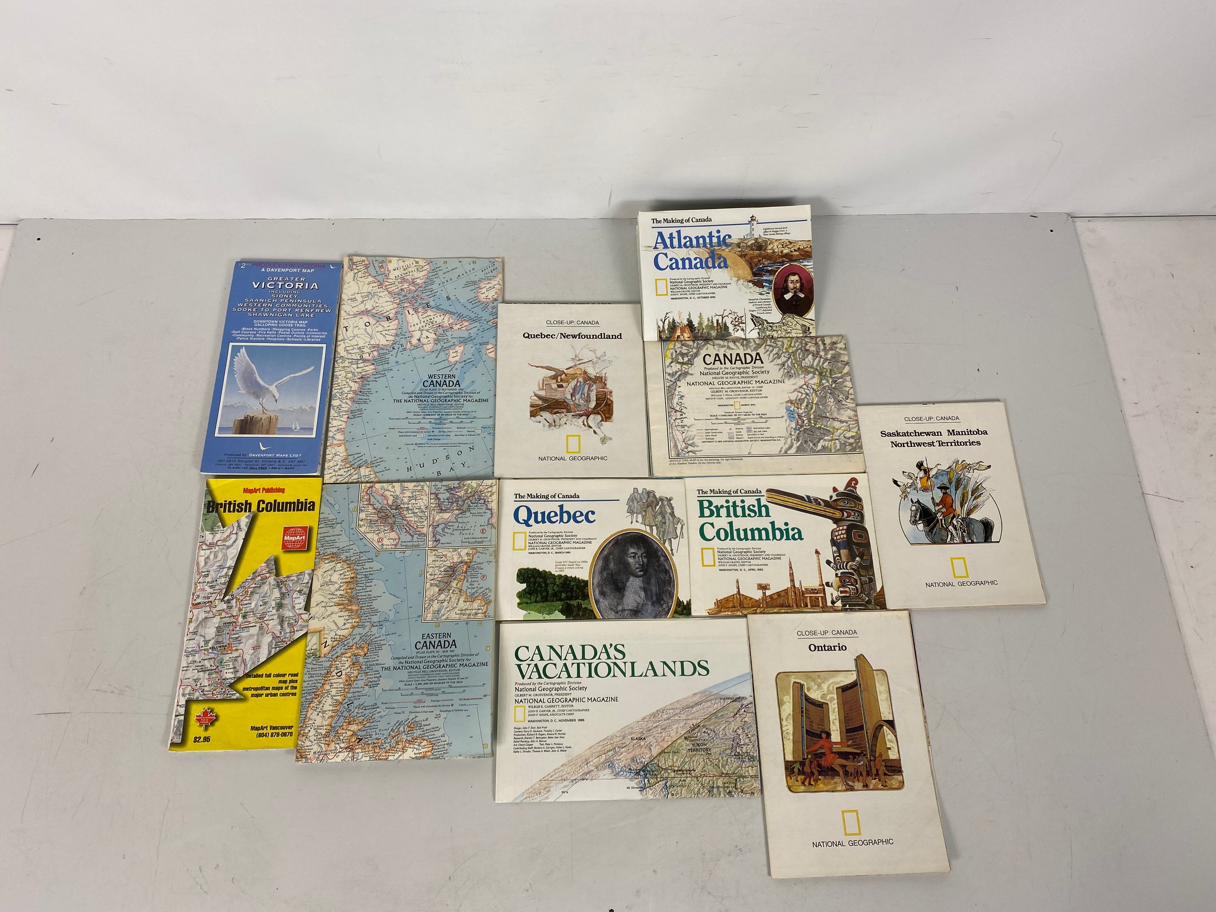 Lot of Vintage Maps of Canada incl Vacationlands and City Map of Victoria
