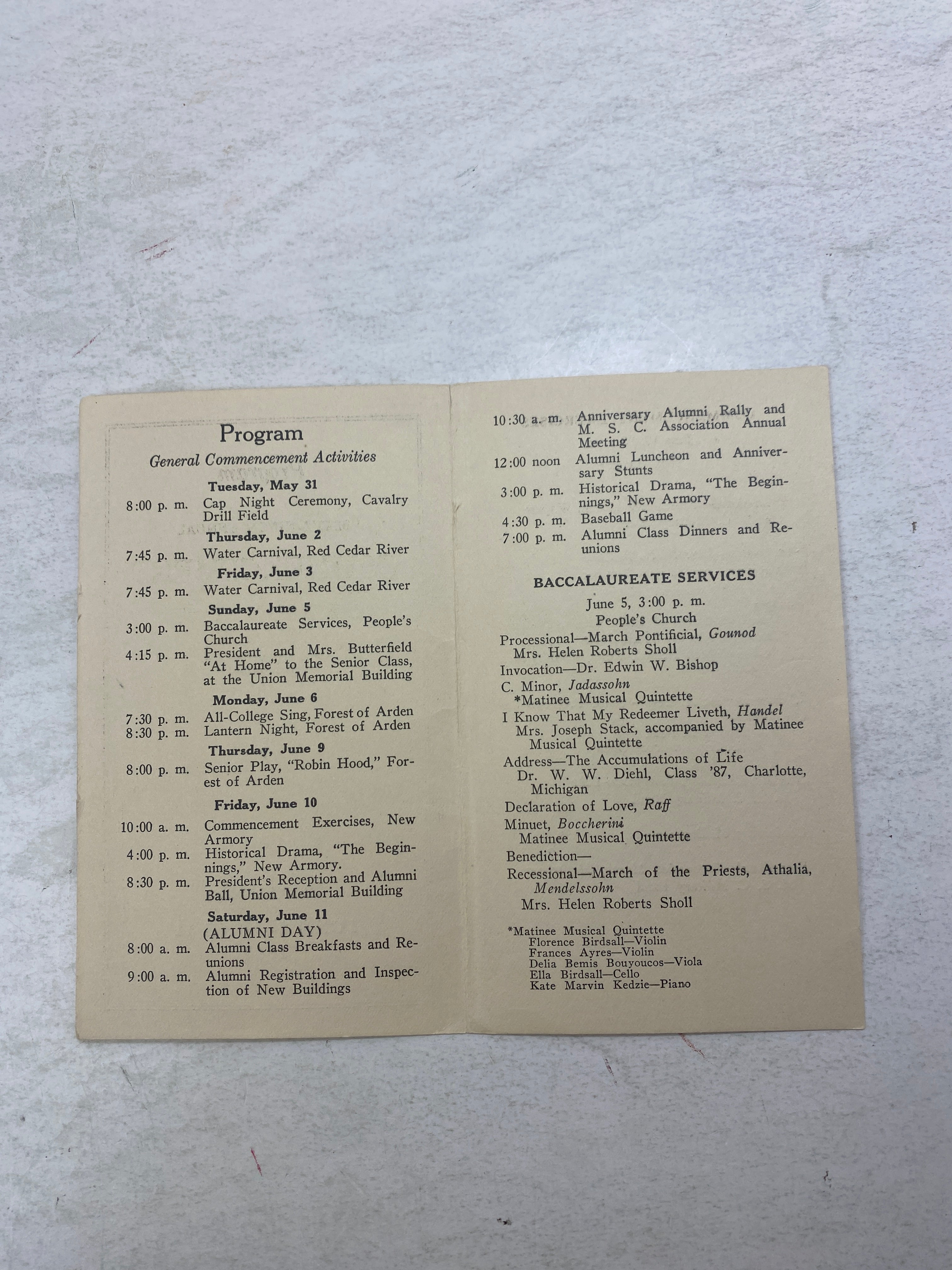 Lot of Vintage MSU Commencement Ephemera 1915-1944