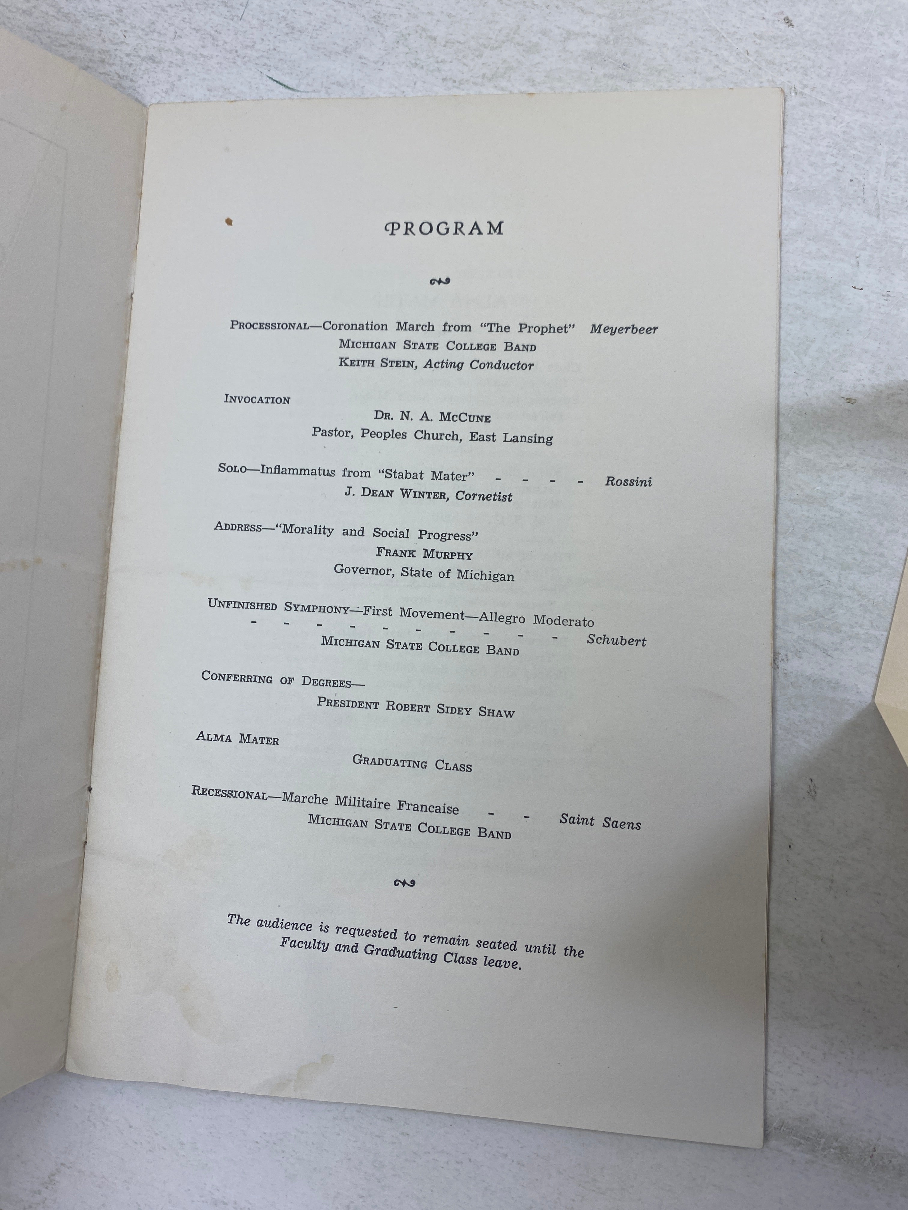 Lot of Vintage MSU Commencement Ephemera 1915-1944
