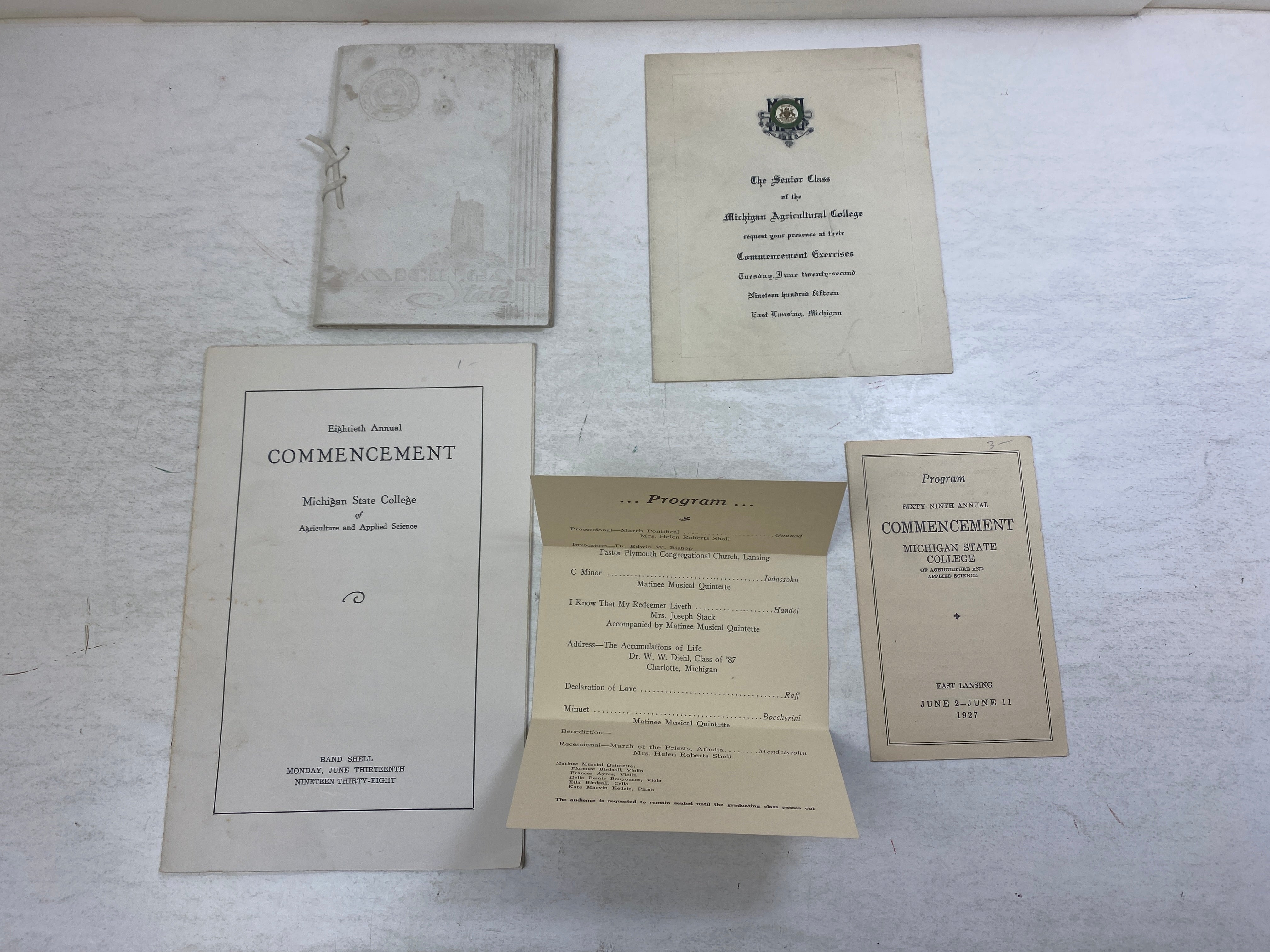 Lot of Vintage MSU Commencement Ephemera 1915-1944