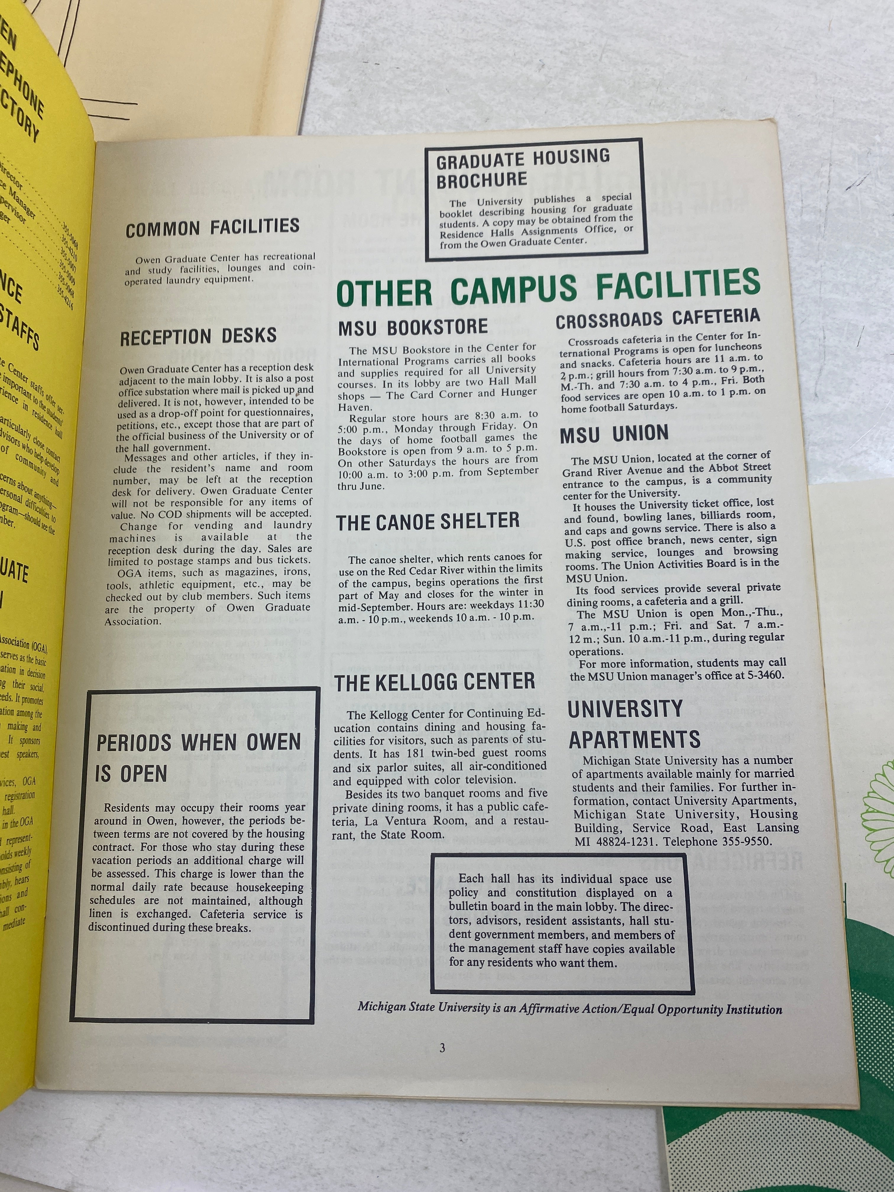 Lot of Vintage MSU Residence Hall Ephemera 1980s