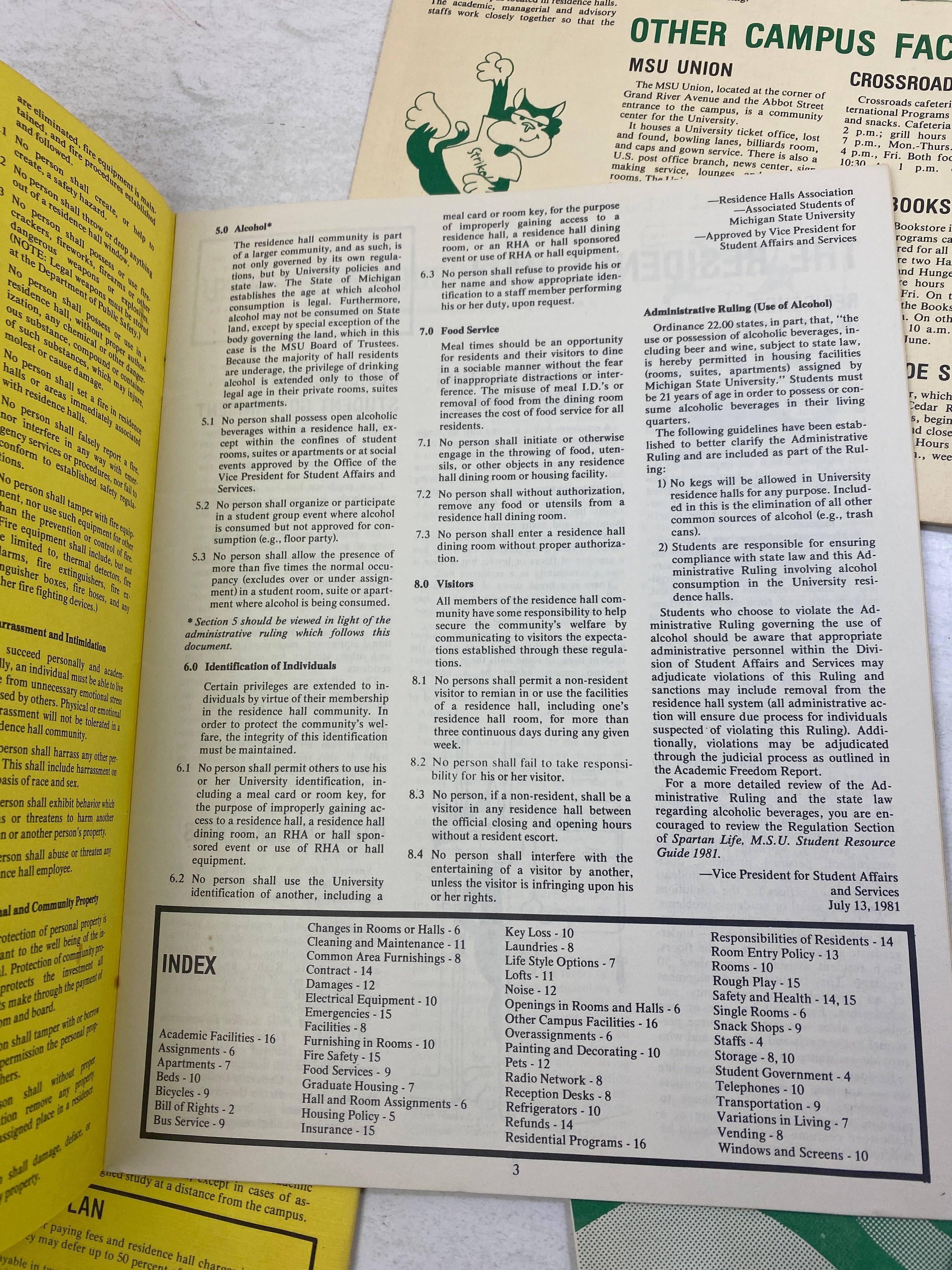 Lot of Vintage MSU Residence Hall Ephemera 1980s