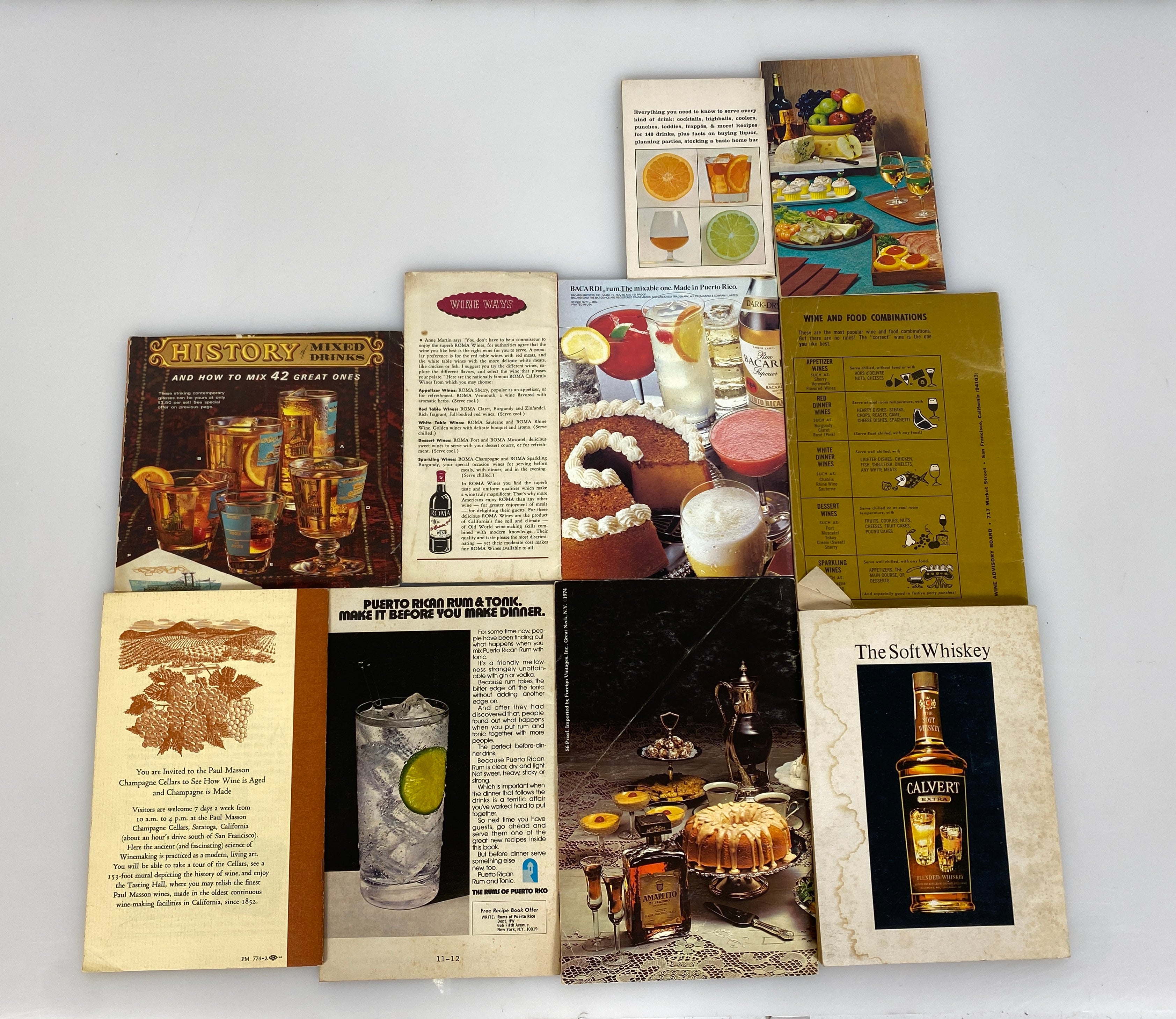 Lot of Vintage Recipe and Drinks Booklets incl Rums/Calvert Gin/Wines/Amaretto