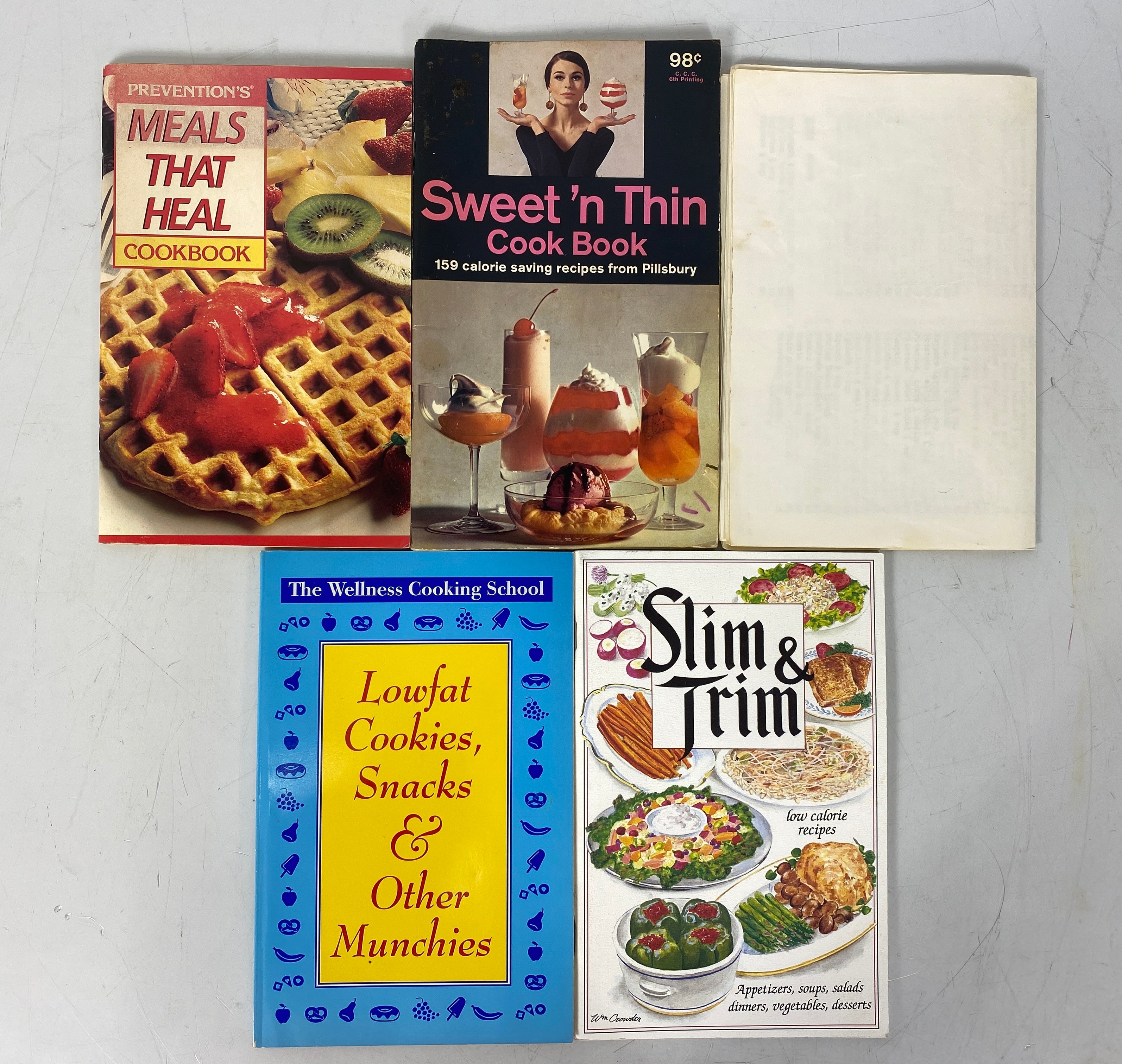 Lot of Vtg Books: Slim & Trim/Meals that Heal/Lowfat Cookies Snacks/Sweet n Thin
