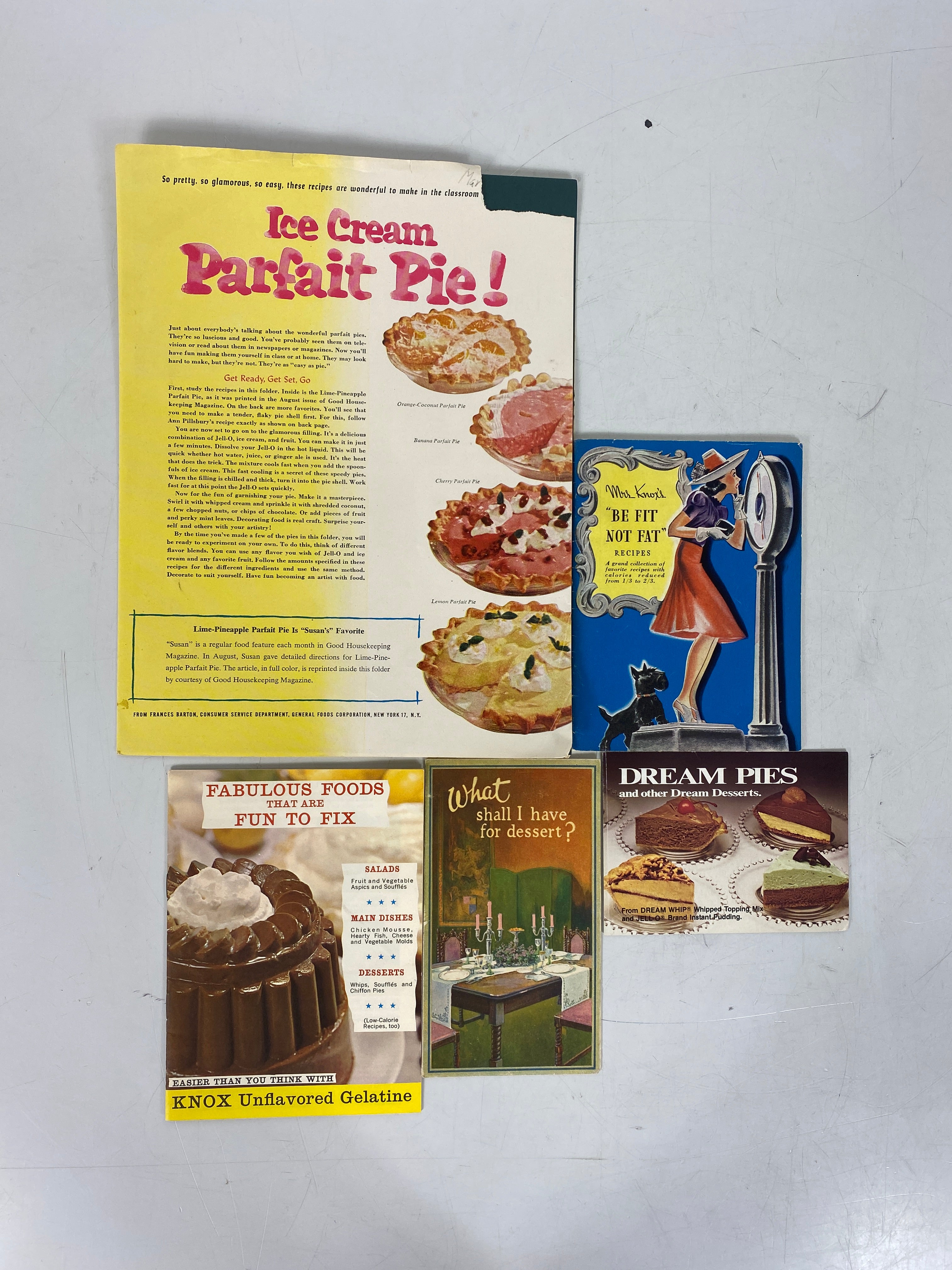 Lot of Vtg Gelatin Recipe Booklets Jell-Well/Dream Whip/Knox/Jell-O 1920s-1961