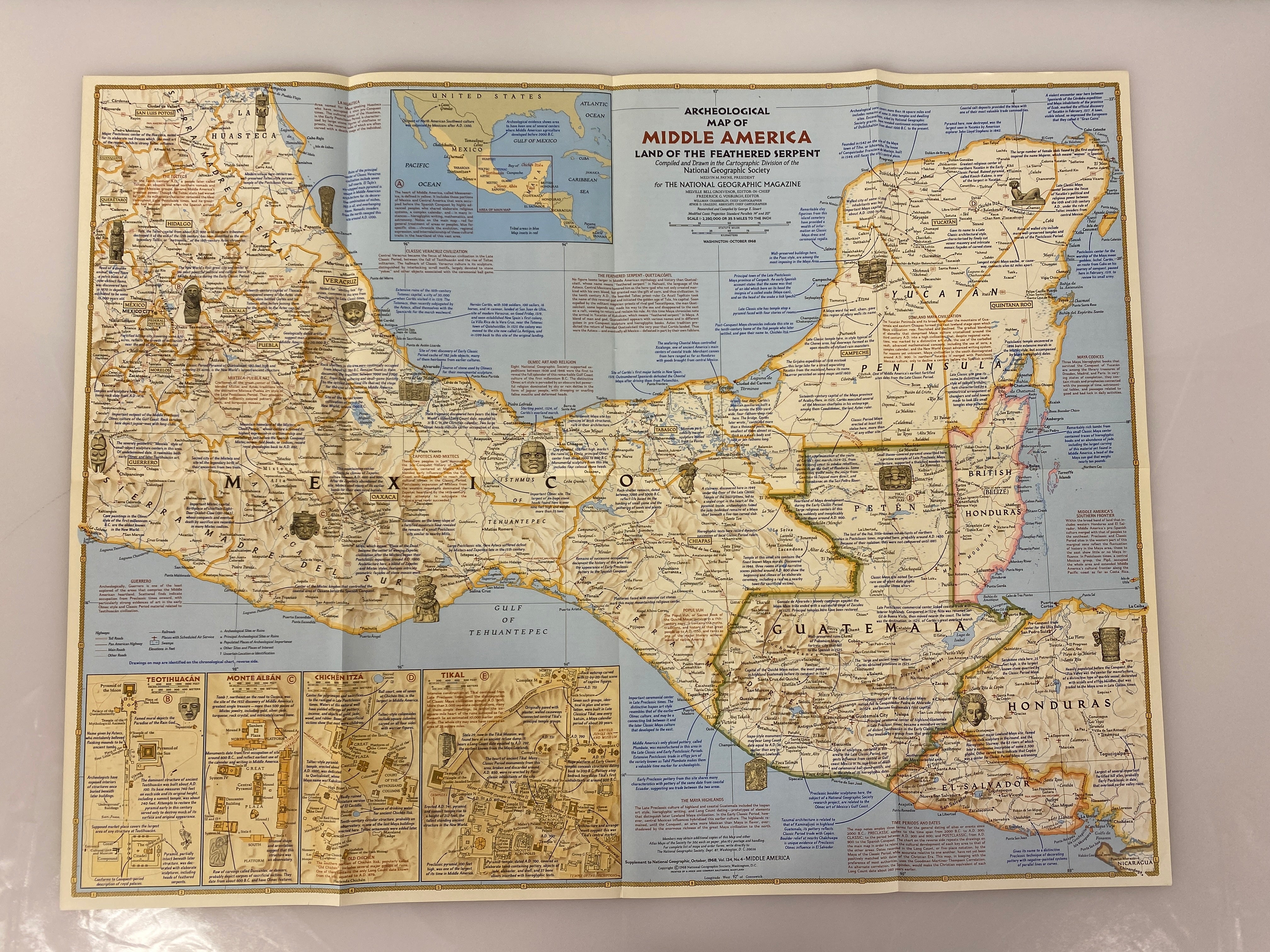 Lot of Vtg Nat Geo Maps: Aztec World/Land of the Maya/The Inca/Mesoamericans