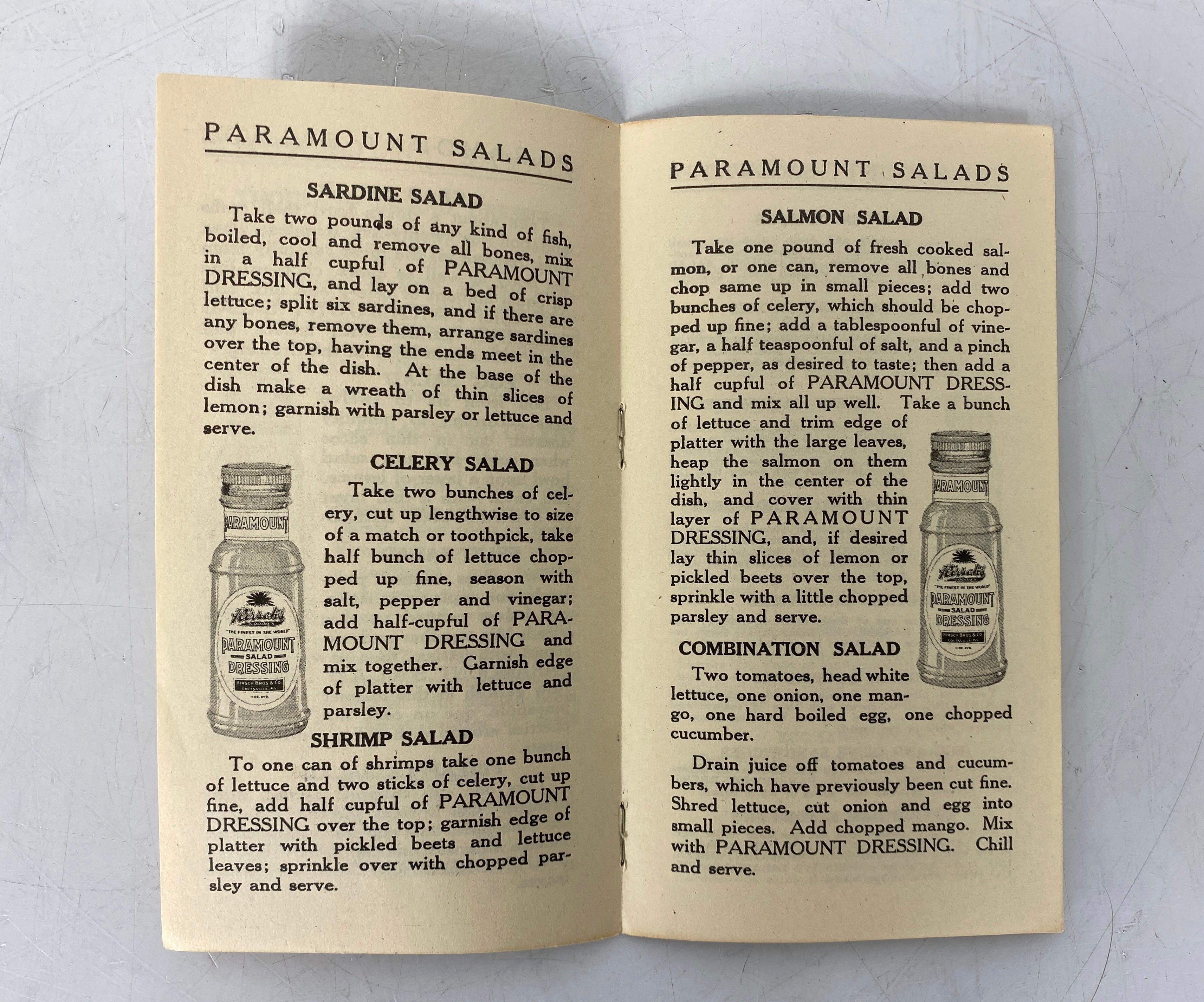Lot of Vtg Salad Recipes incl Hollywood Salad Bowl/Paramount Dressing/Yacht Club
