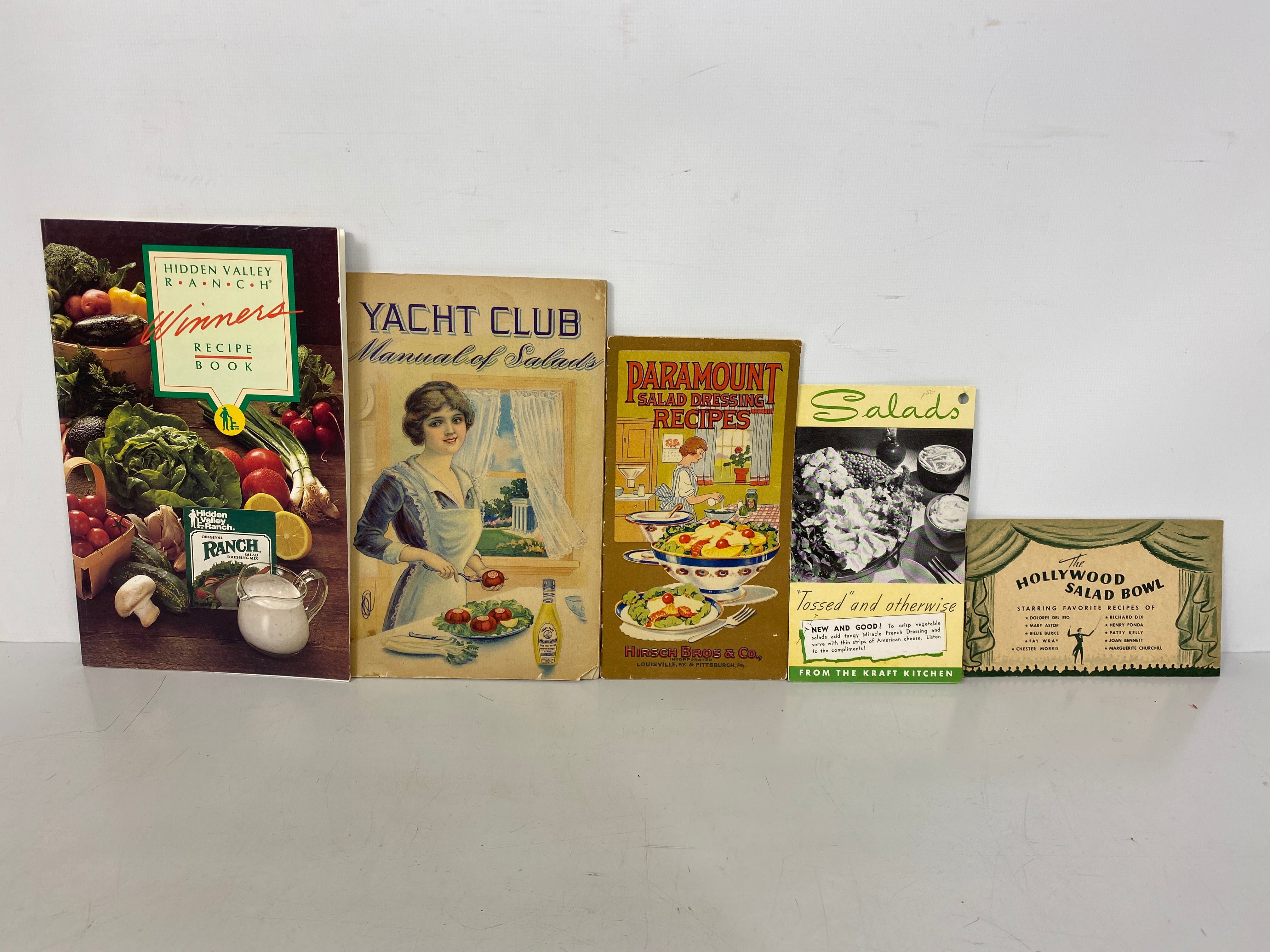 Lot of Vtg Salad Recipes incl Hollywood Salad Bowl/Paramount Dressing/Yacht Club