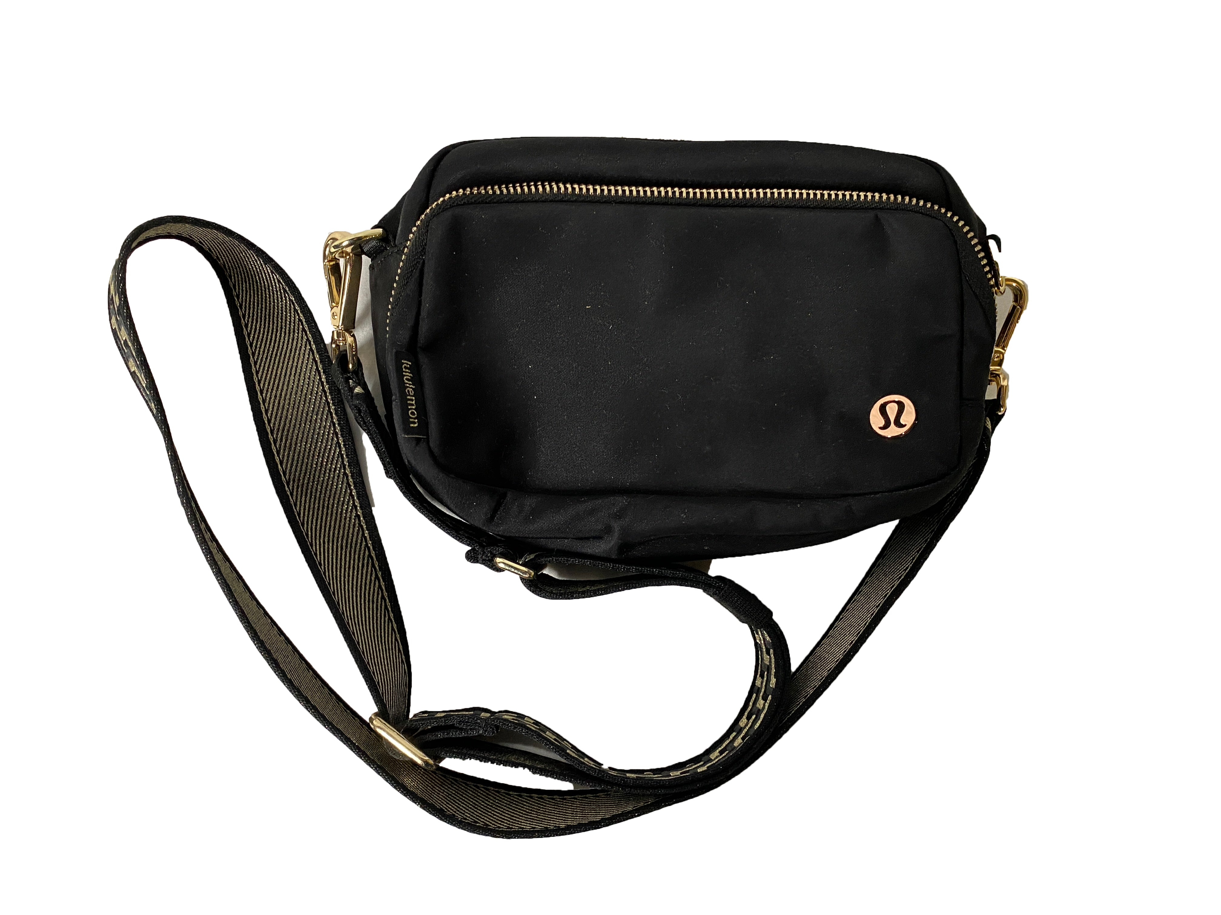 Lululemon Black and Gold Crossbody Bag