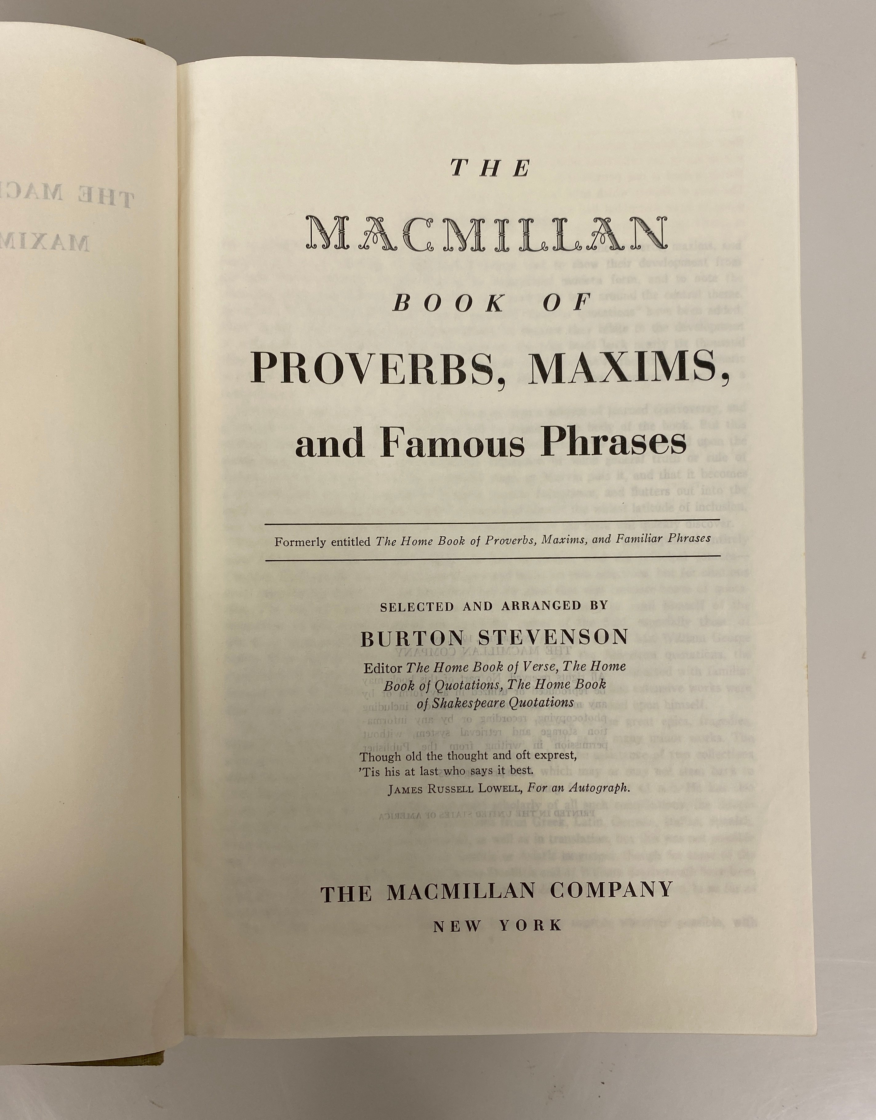 Macmillan Book of Proverbs Maxims & Famous Phrases 1965 5th Printing HC