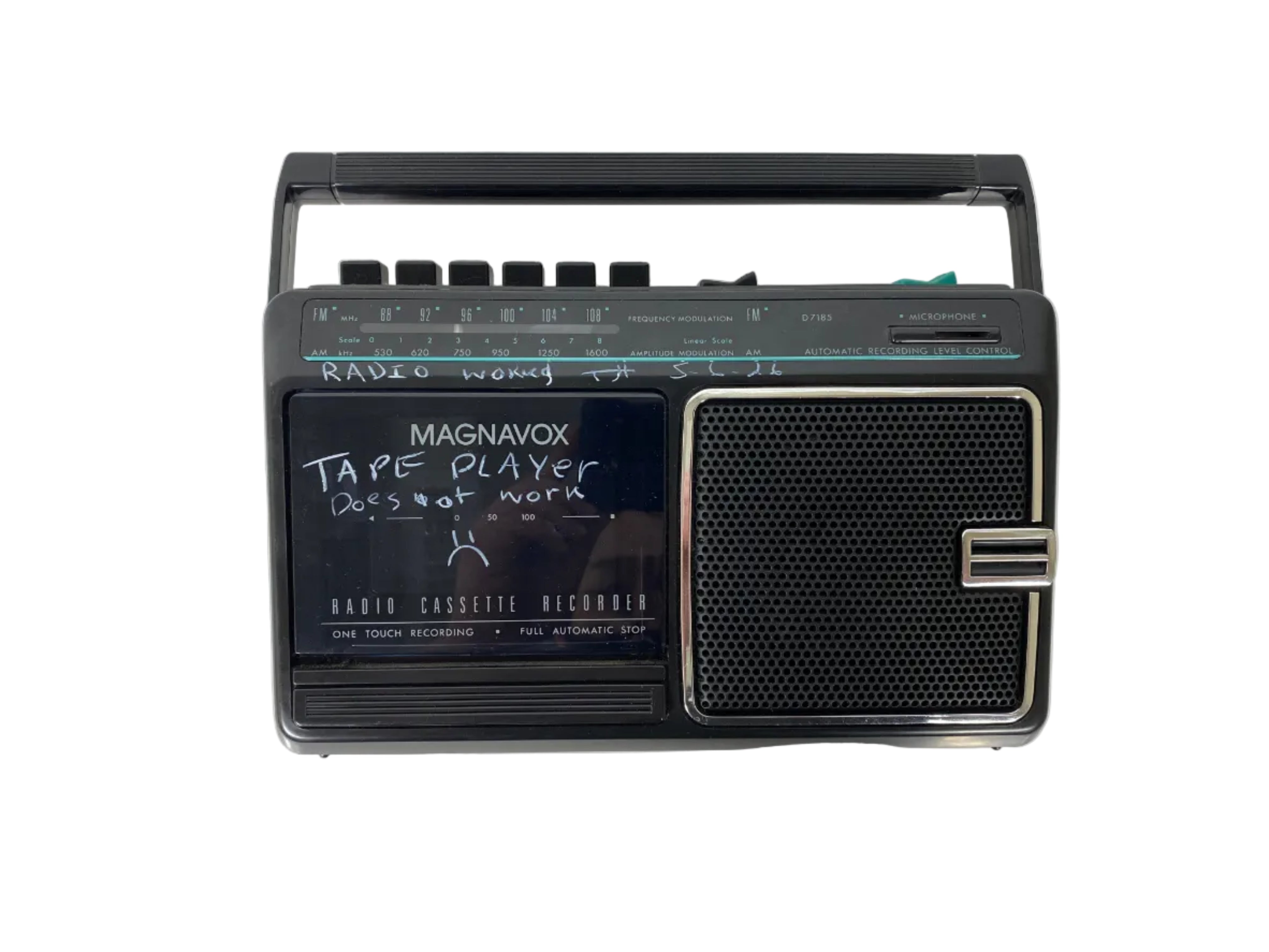 MAGNAVOX D7185 Radio Cassette Recorder AM/FM *TAPE PLAYER NOT WORKING*