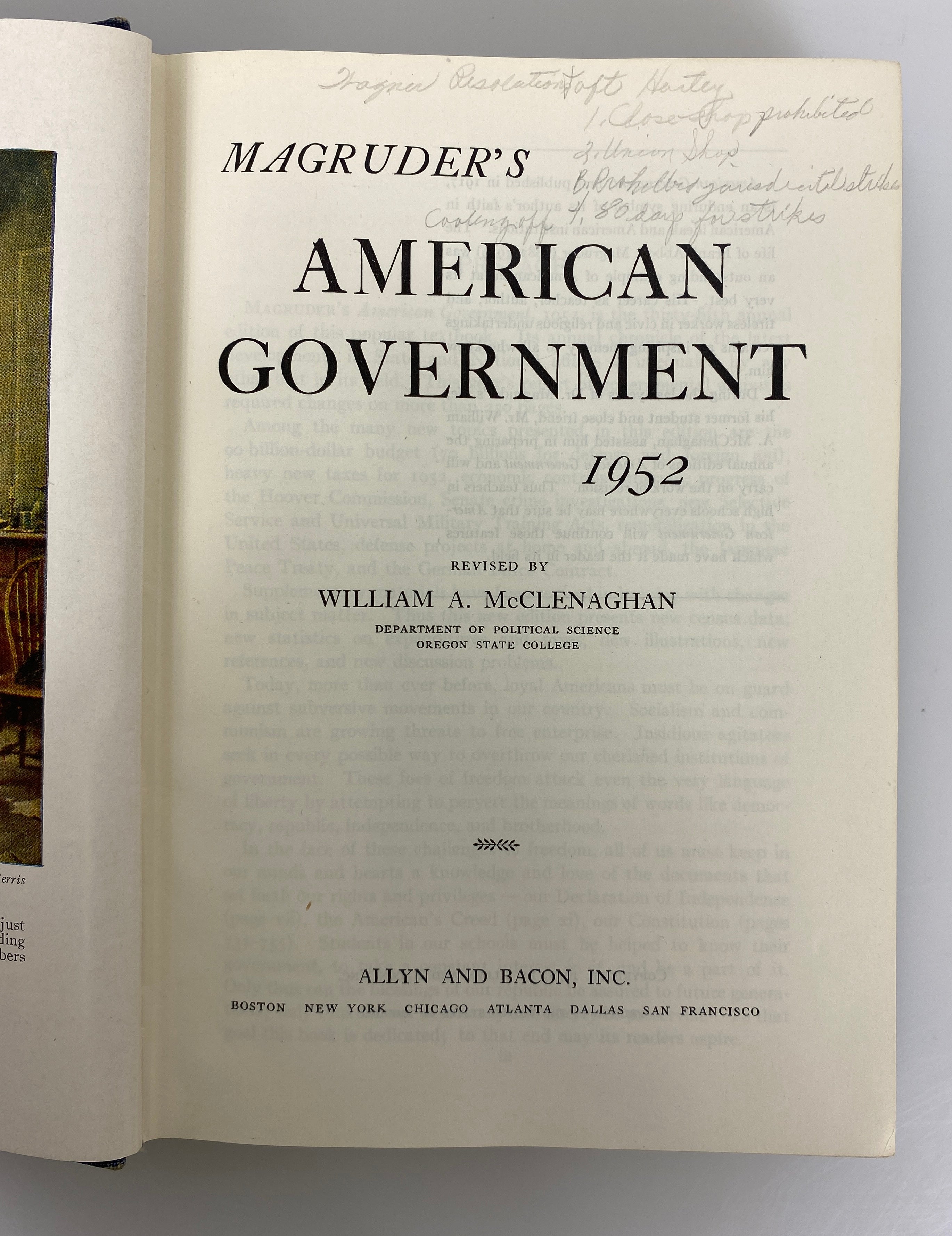 Magruder's American Government 1952 Vintage HC