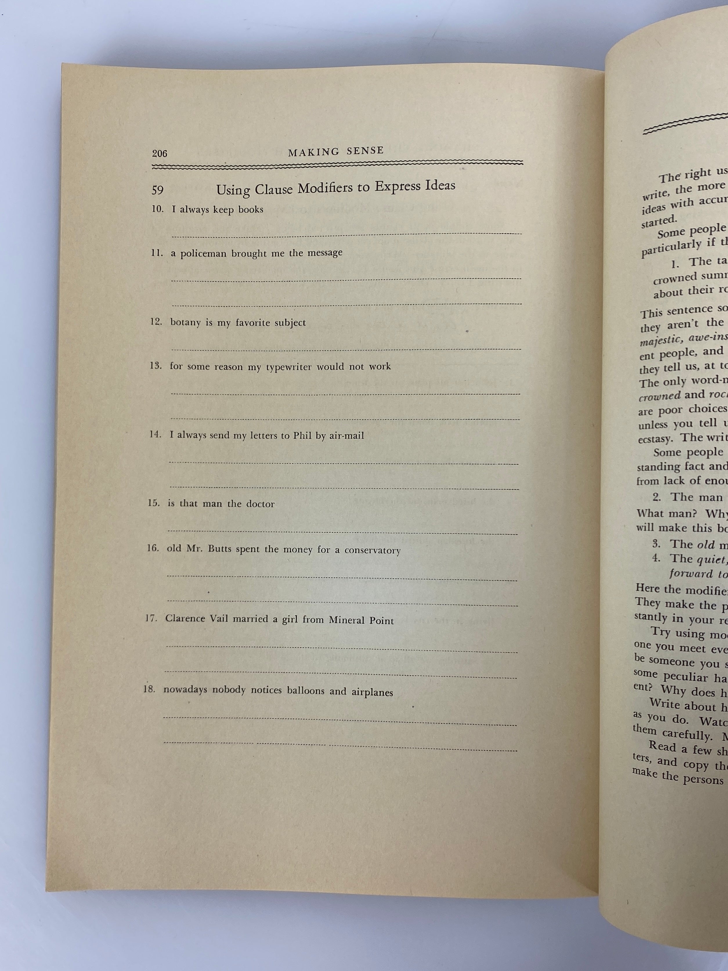 Making Sense I by Salisbury/Leonard 1936 Rare Student Workbook SC