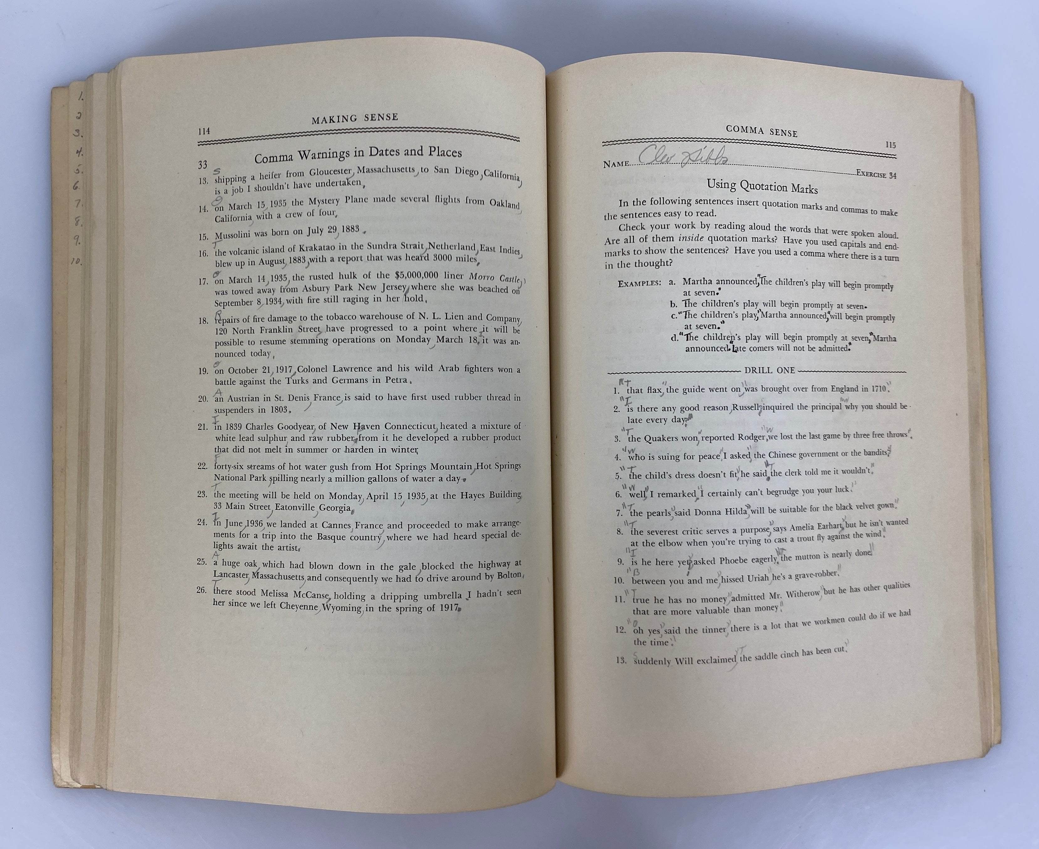 Making Sense I by Salisbury/Leonard 1936 Rare Student Workbook SC
