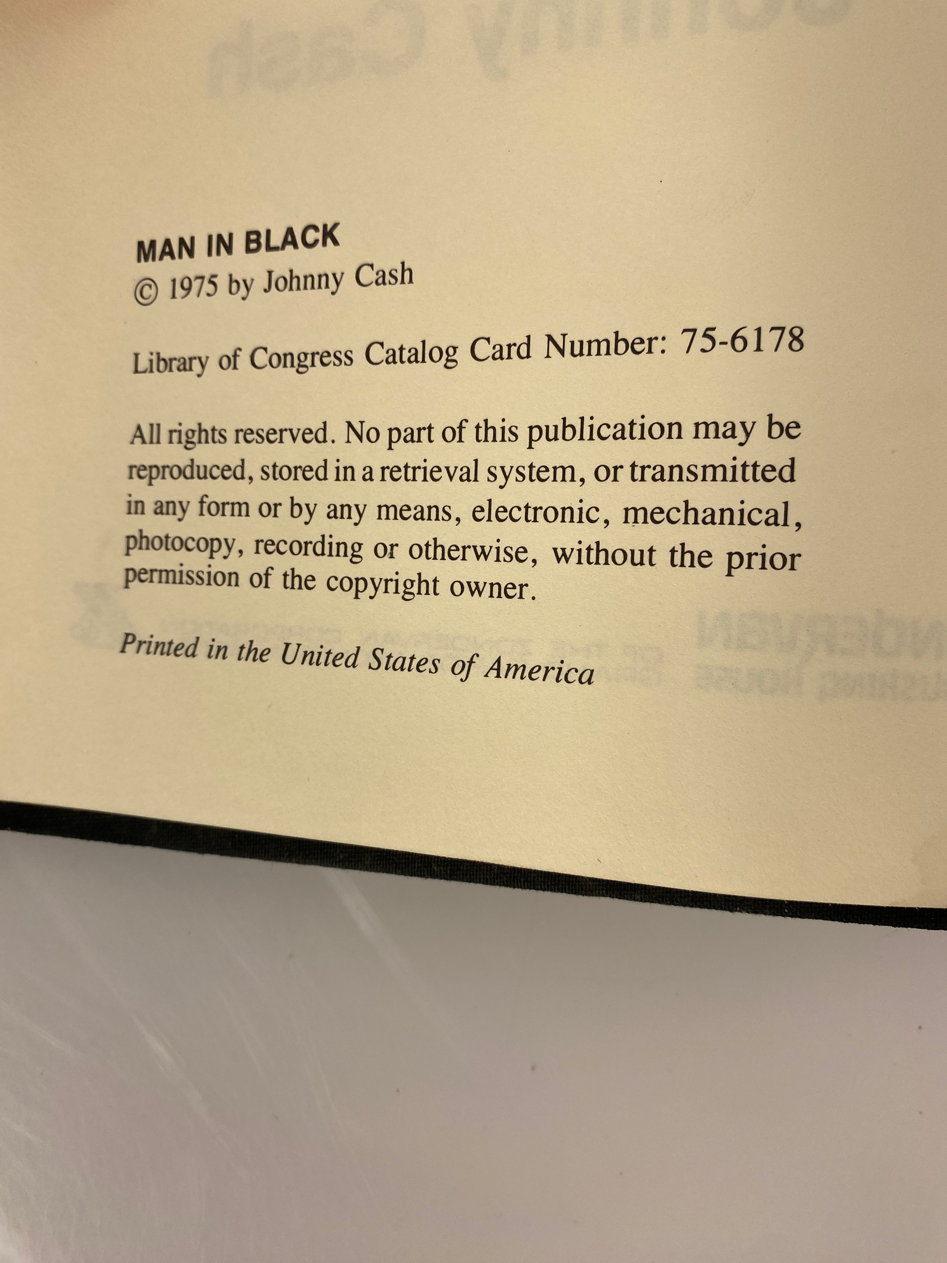 Man in Black: His Own Story in His Own Words Johnny Cash HC 1975