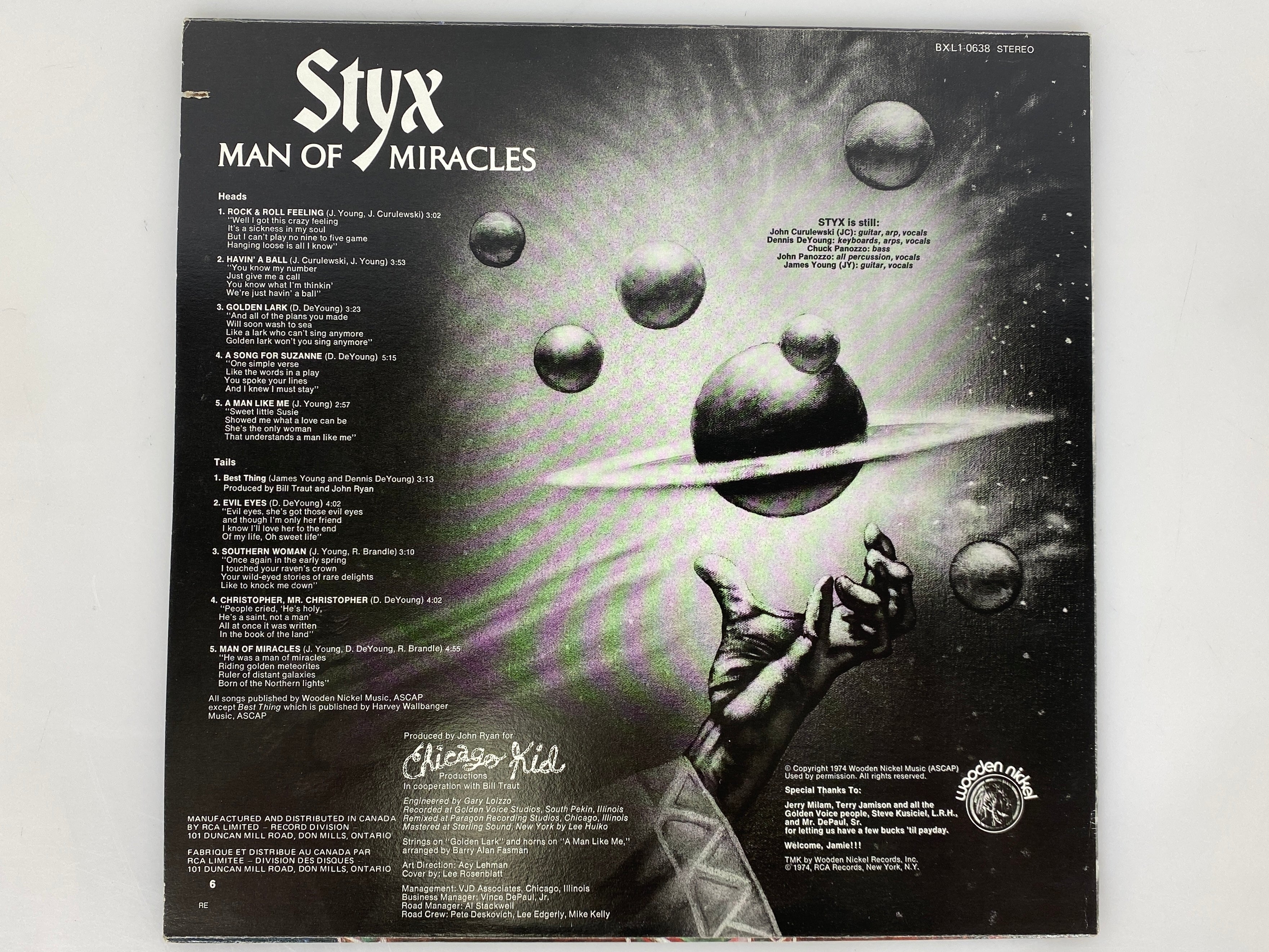 Man of Miracles Styx 1974 Vinyl Record