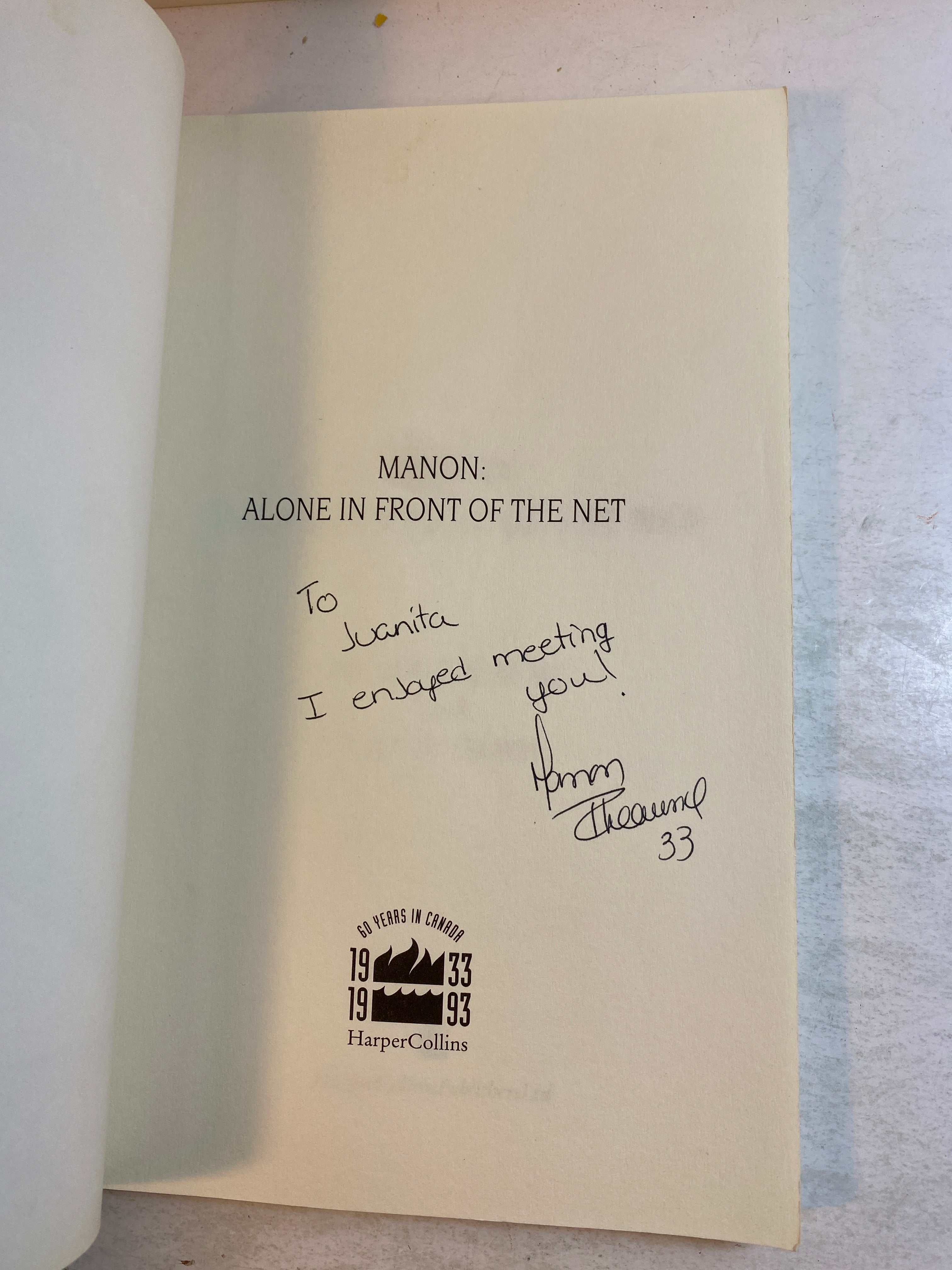 Manon Alone in Front of the Net *Signed* SC 1993