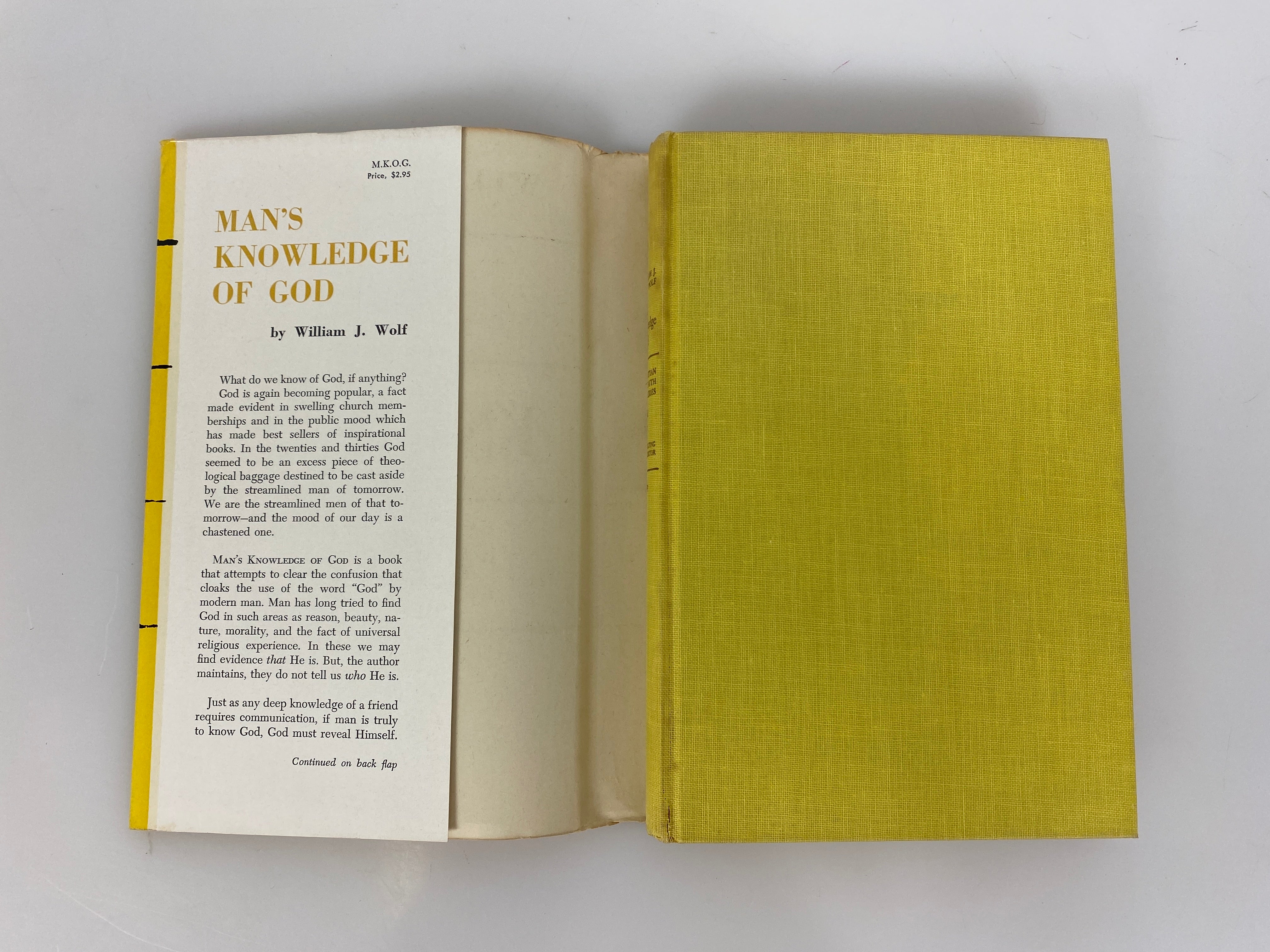 Man's Knowledge of God by William Wolf 1955 First Edition HC DJ