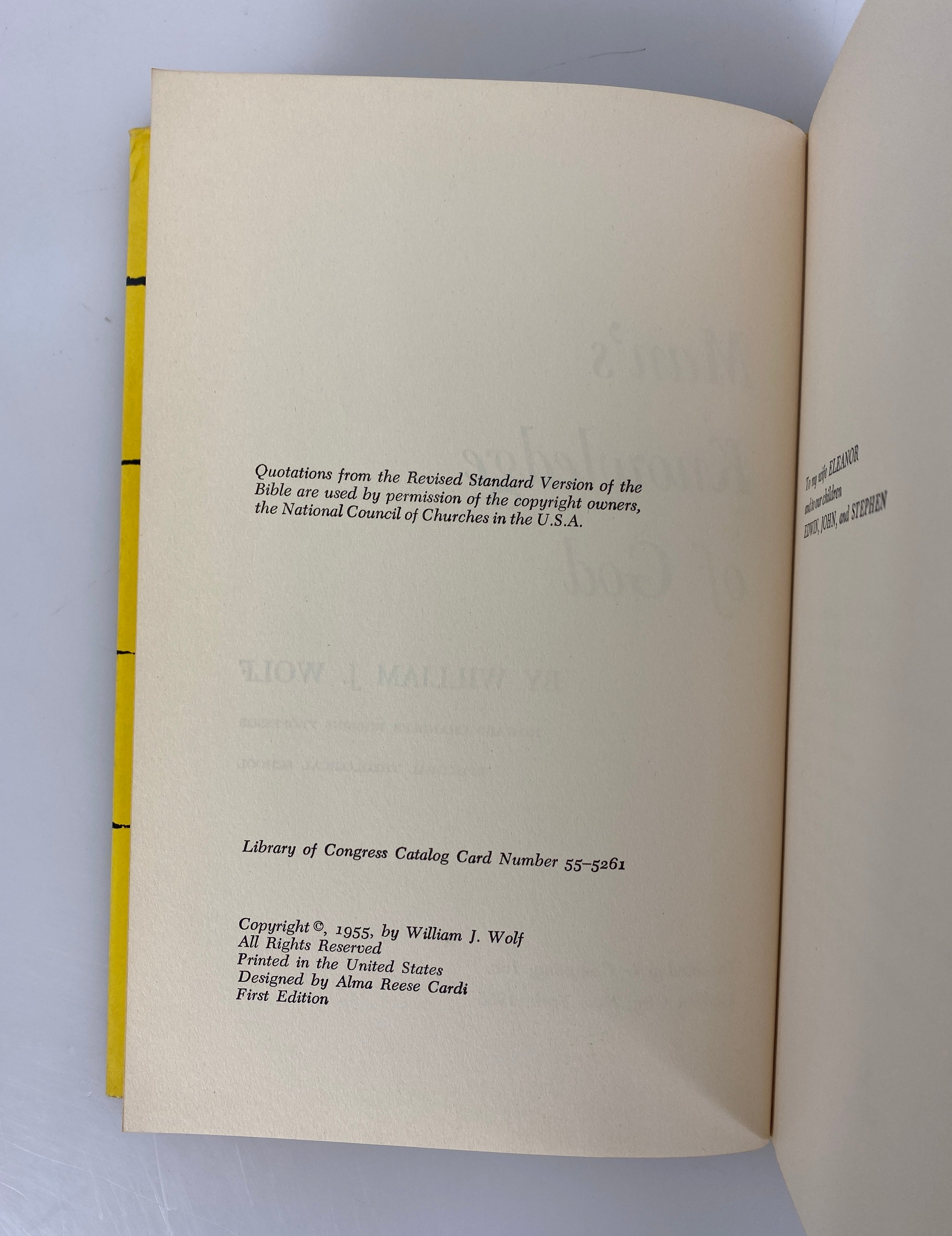 Man's Knowledge of God by William Wolf 1955 First Edition HC DJ