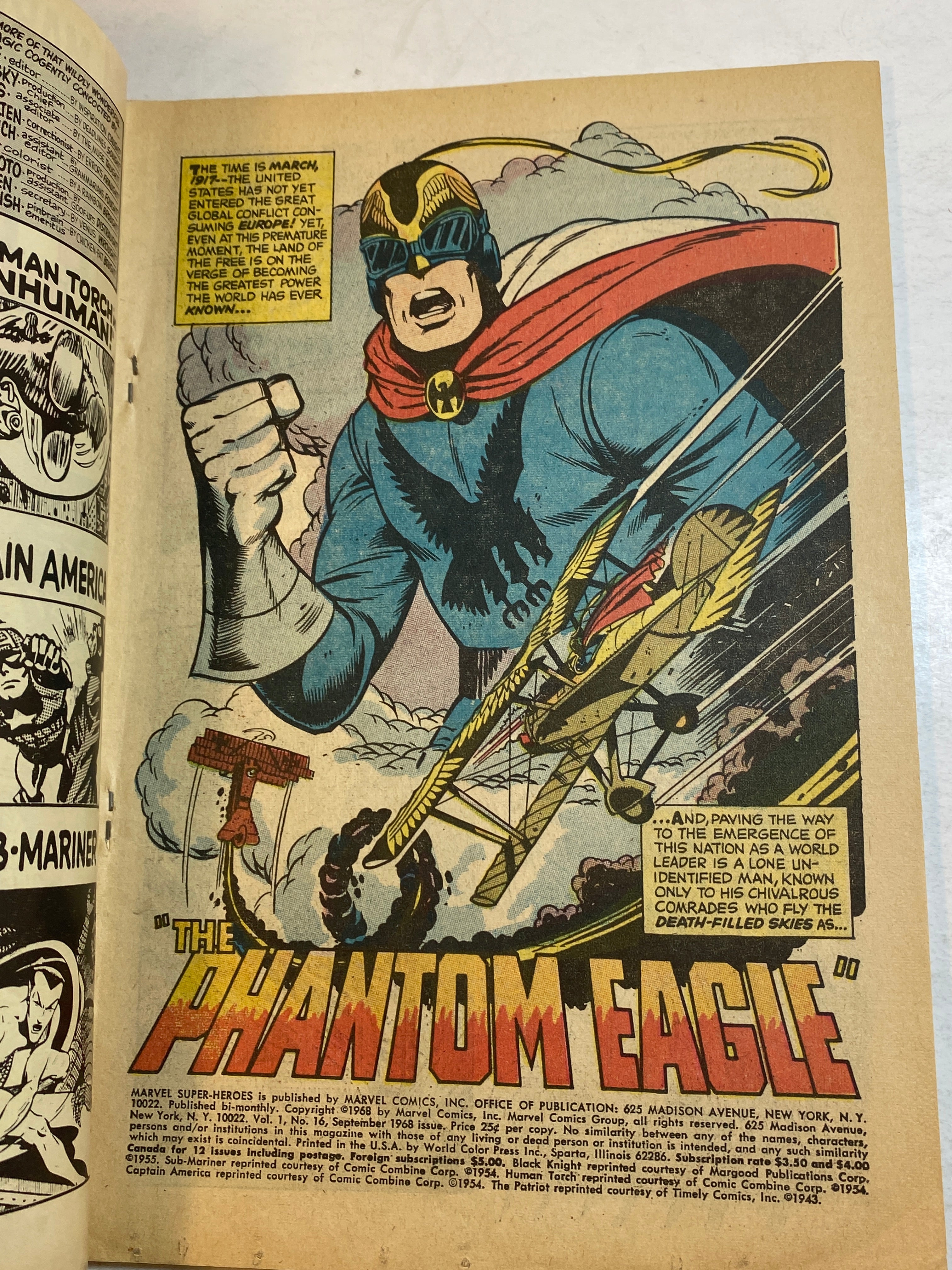 Marvel Phantom Eagle Comic #16 1968