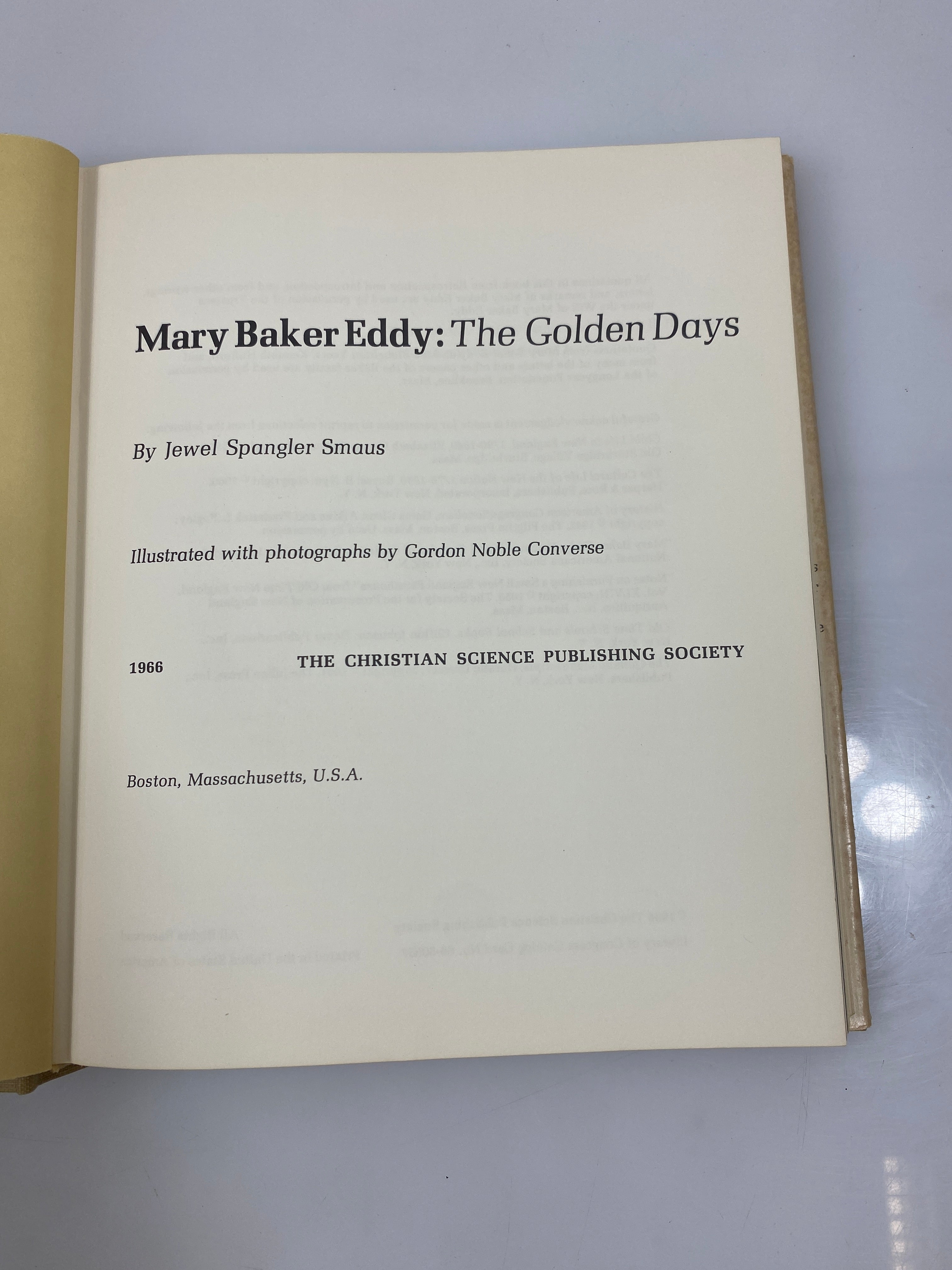 Mary Baker Eddy The Golden Days by Smaus 1966 HCDJ