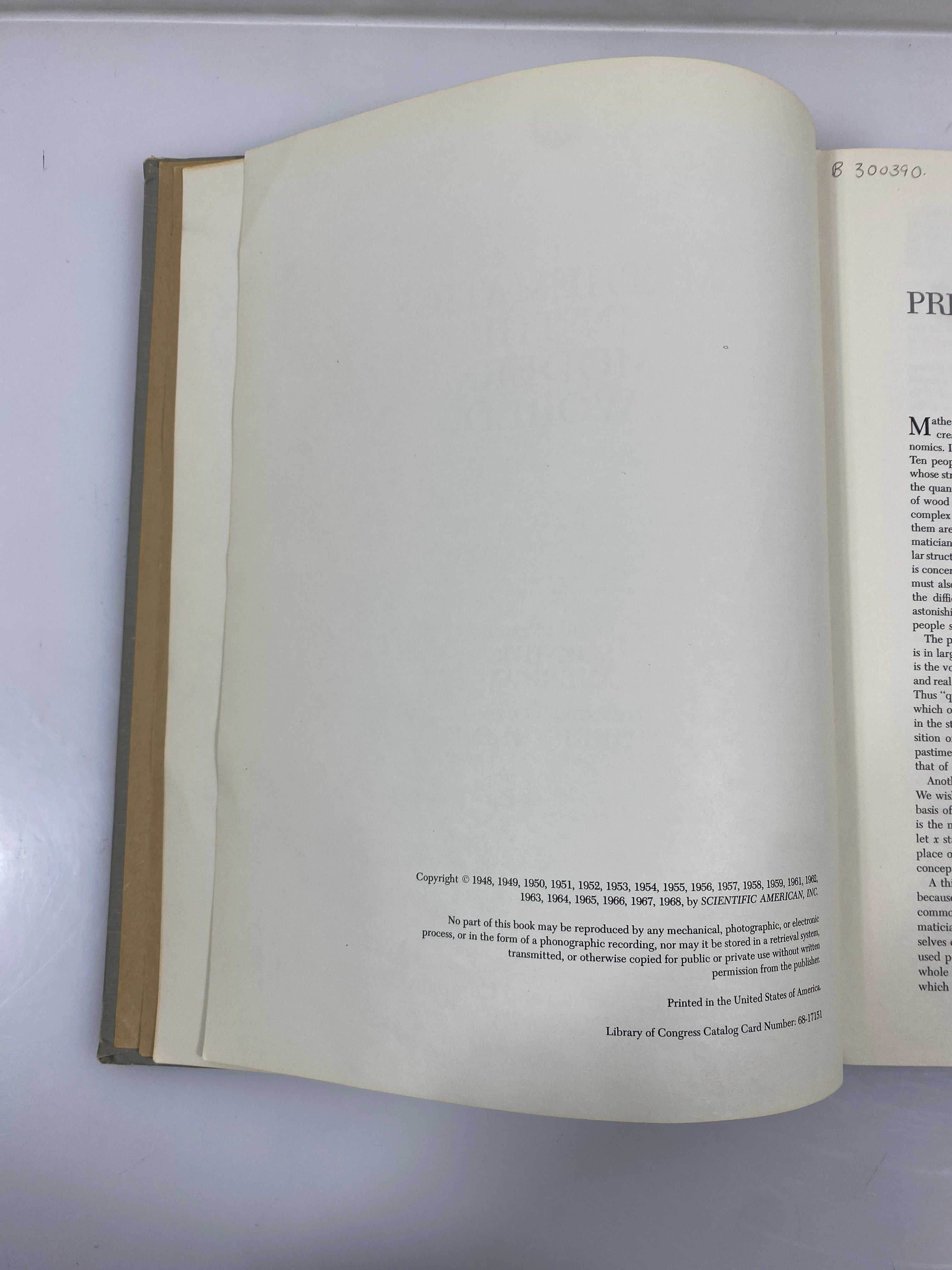 Mathematics in the Modern World Scientific American 1968 Ex-Library HC