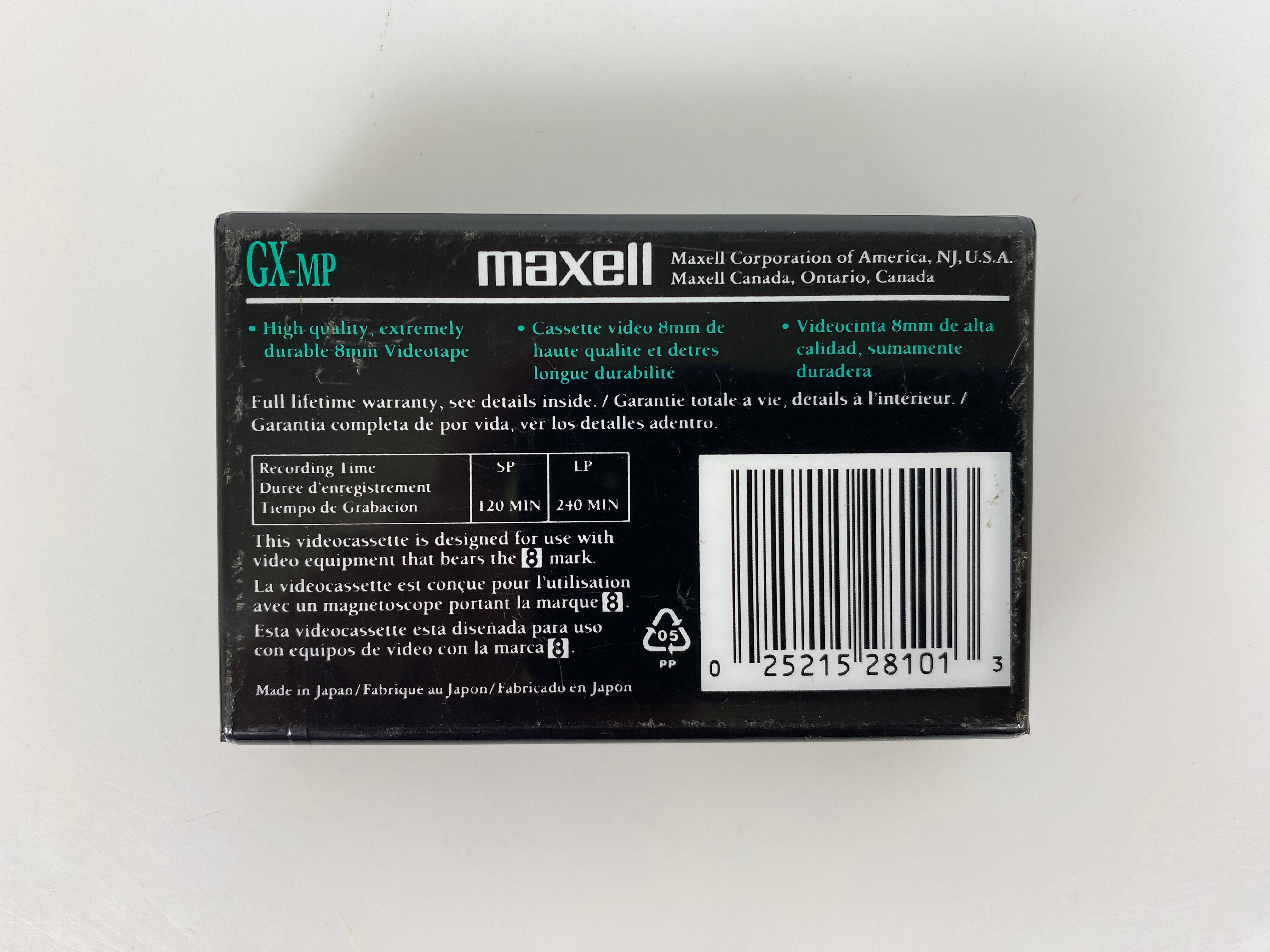 Maxell GX-MP 120 Metal Particle 8mm Video Cassette *New*
