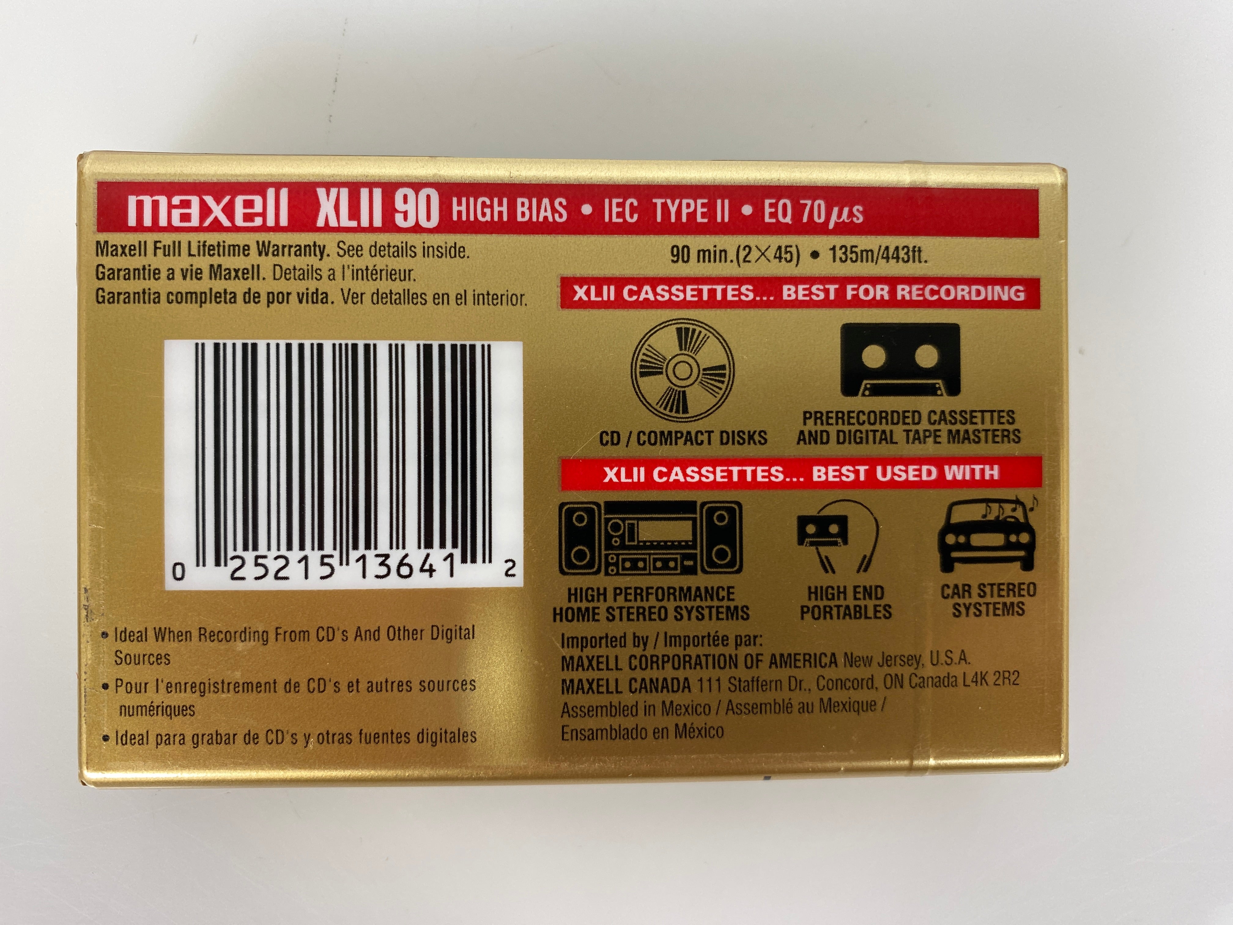 Maxell High Bias XLII 90 Minute Audio Cassette Tape *New*