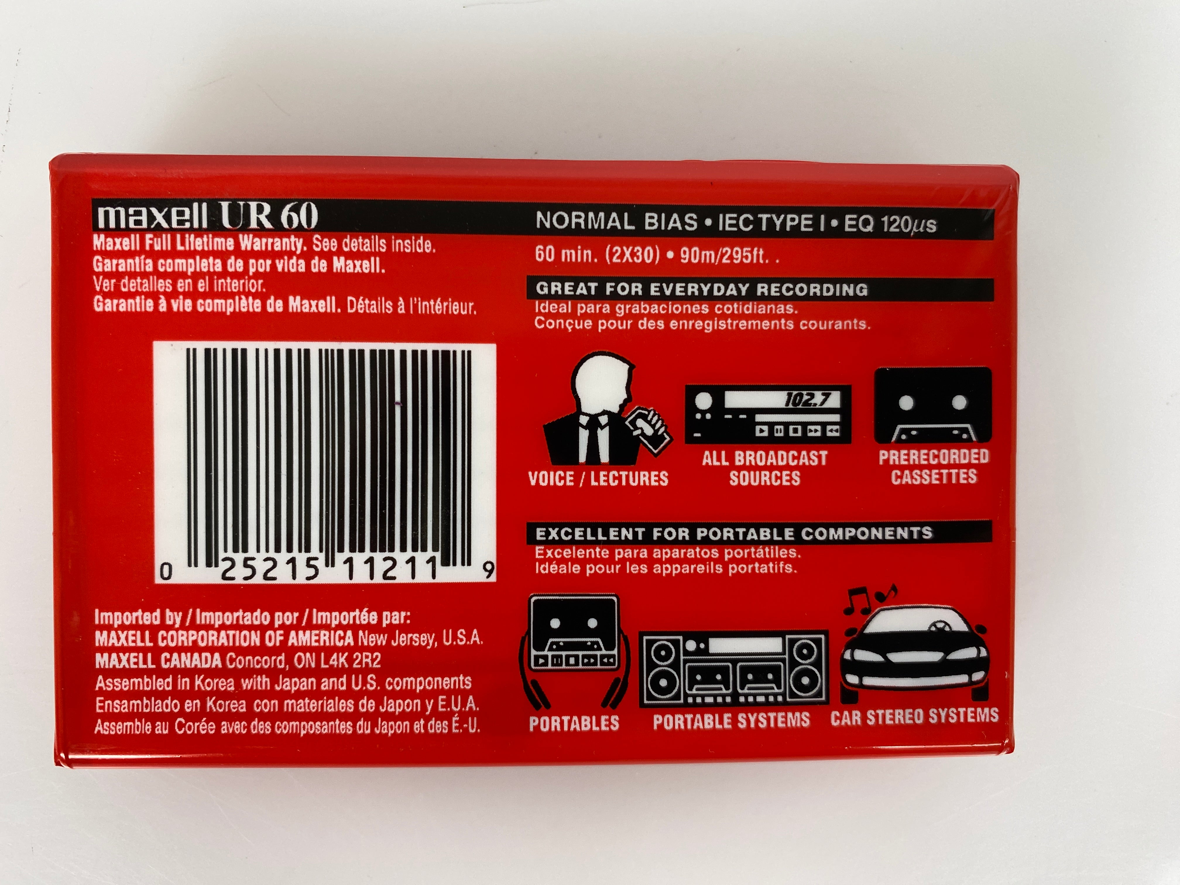 Maxell UR60 60 Minute Audio Cassette Tape *New*