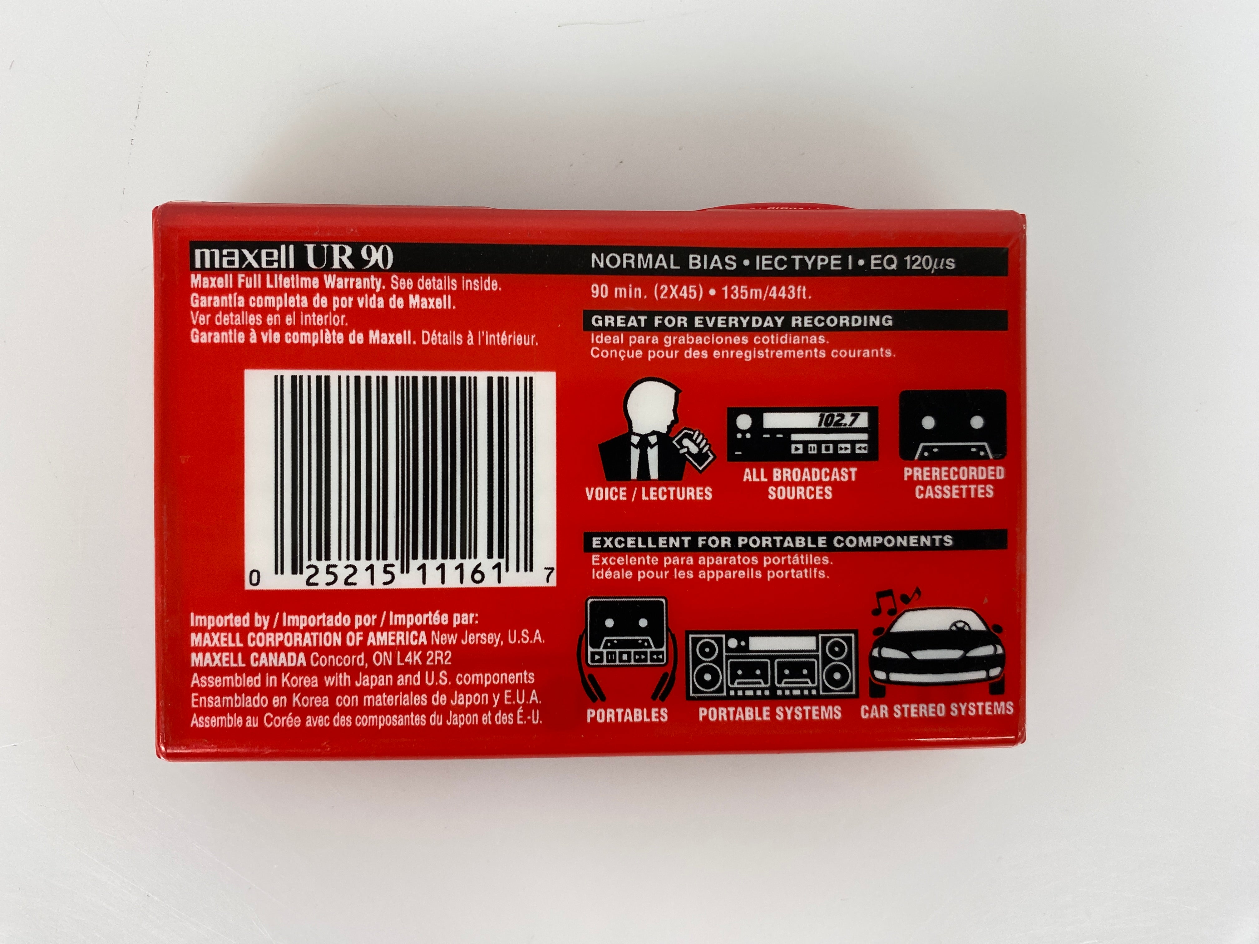 Maxell UR90 90 Minute Audio Cassette Tape *New*