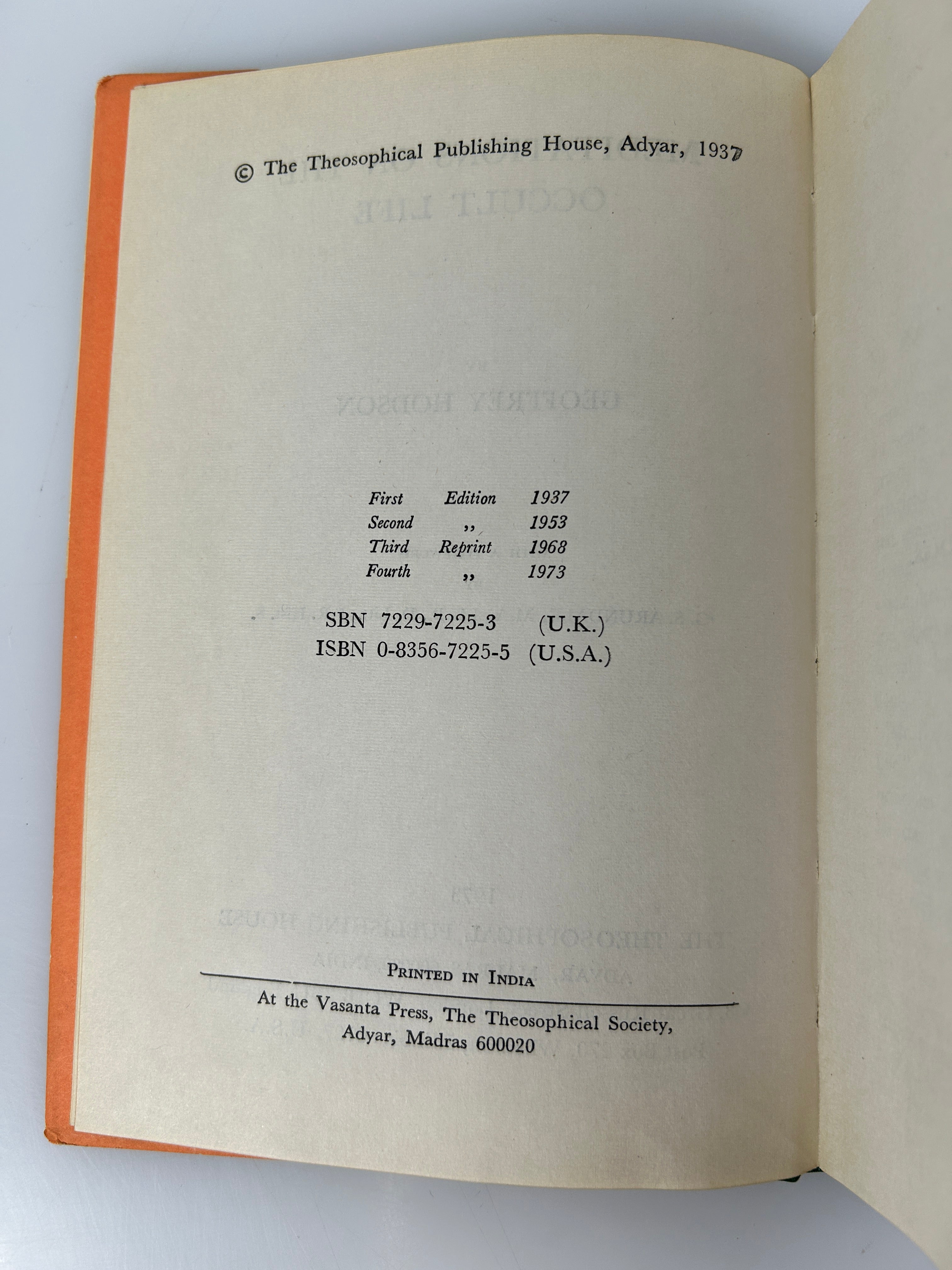 Meditations on the Occult Life, by Geoffrey Hodson 5th Edition 1973 HCDJ