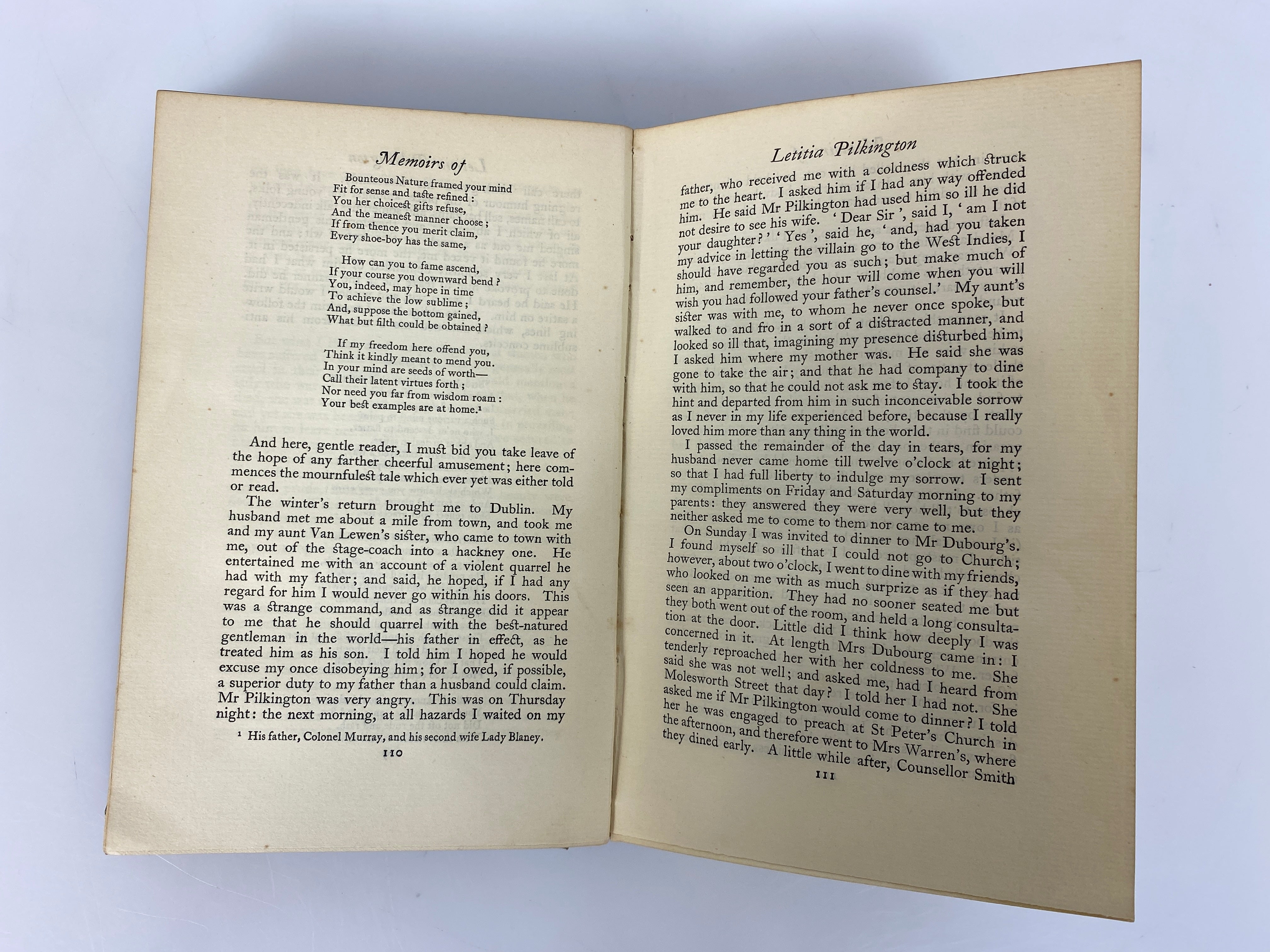 Memoirs of Mrs. Letitia Pilkinton 1712-1750 Reprinted 1928 HC