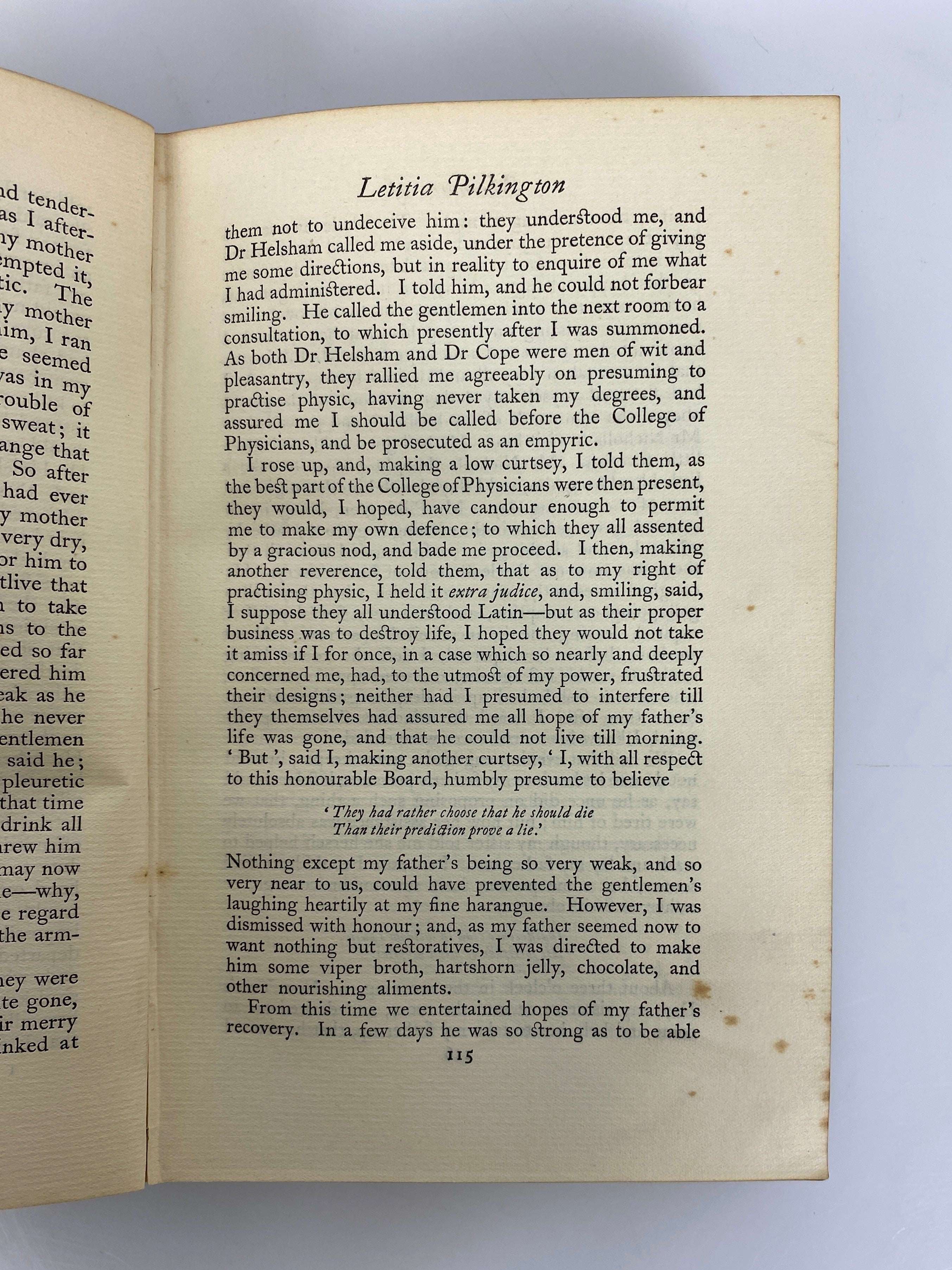 Memoirs of Mrs. Letitia Pilkinton 1712-1750 Reprinted 1928 HC