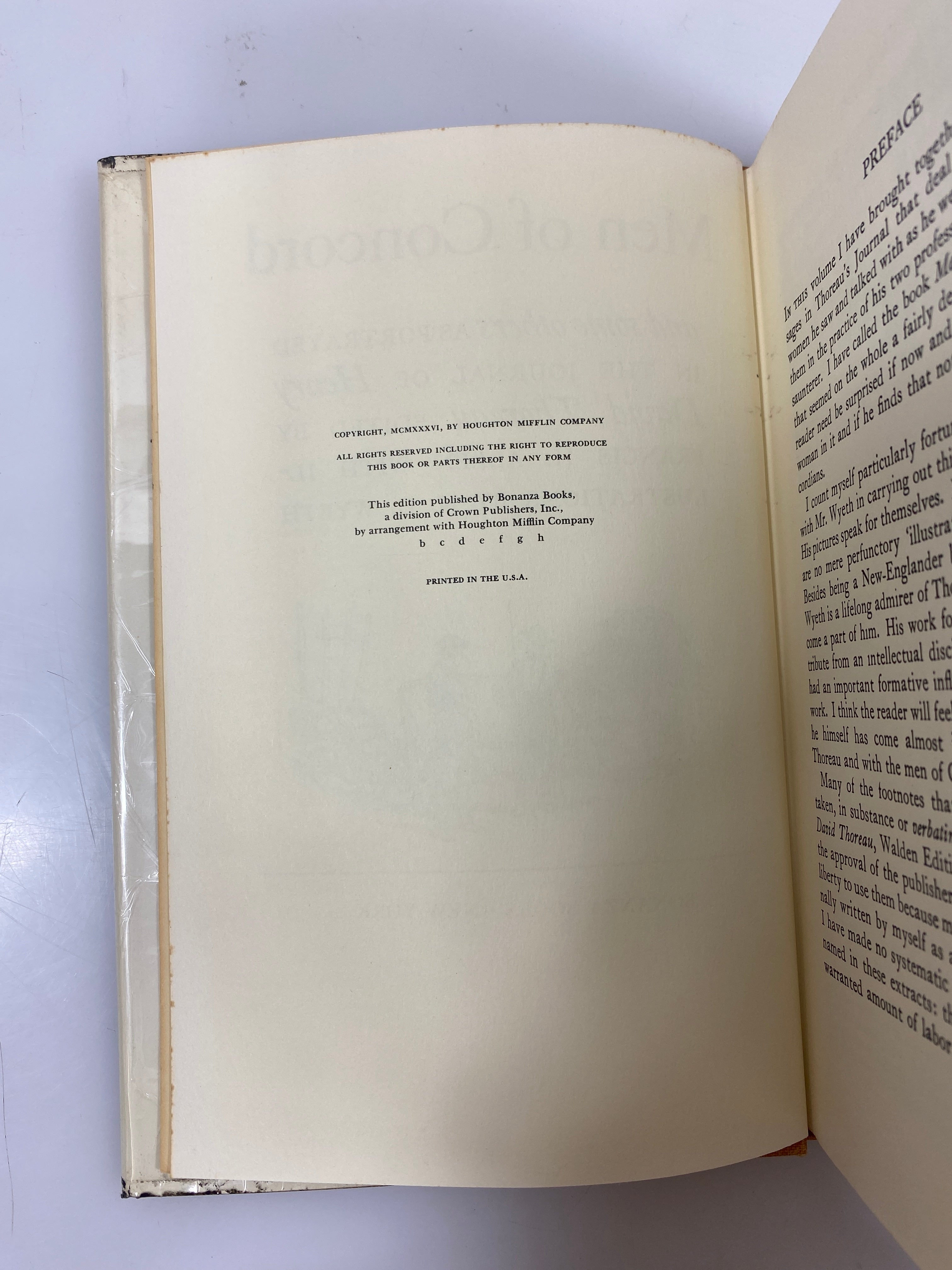 Men of Concord by Thoreau Bonanza Books 1936 HCDJ