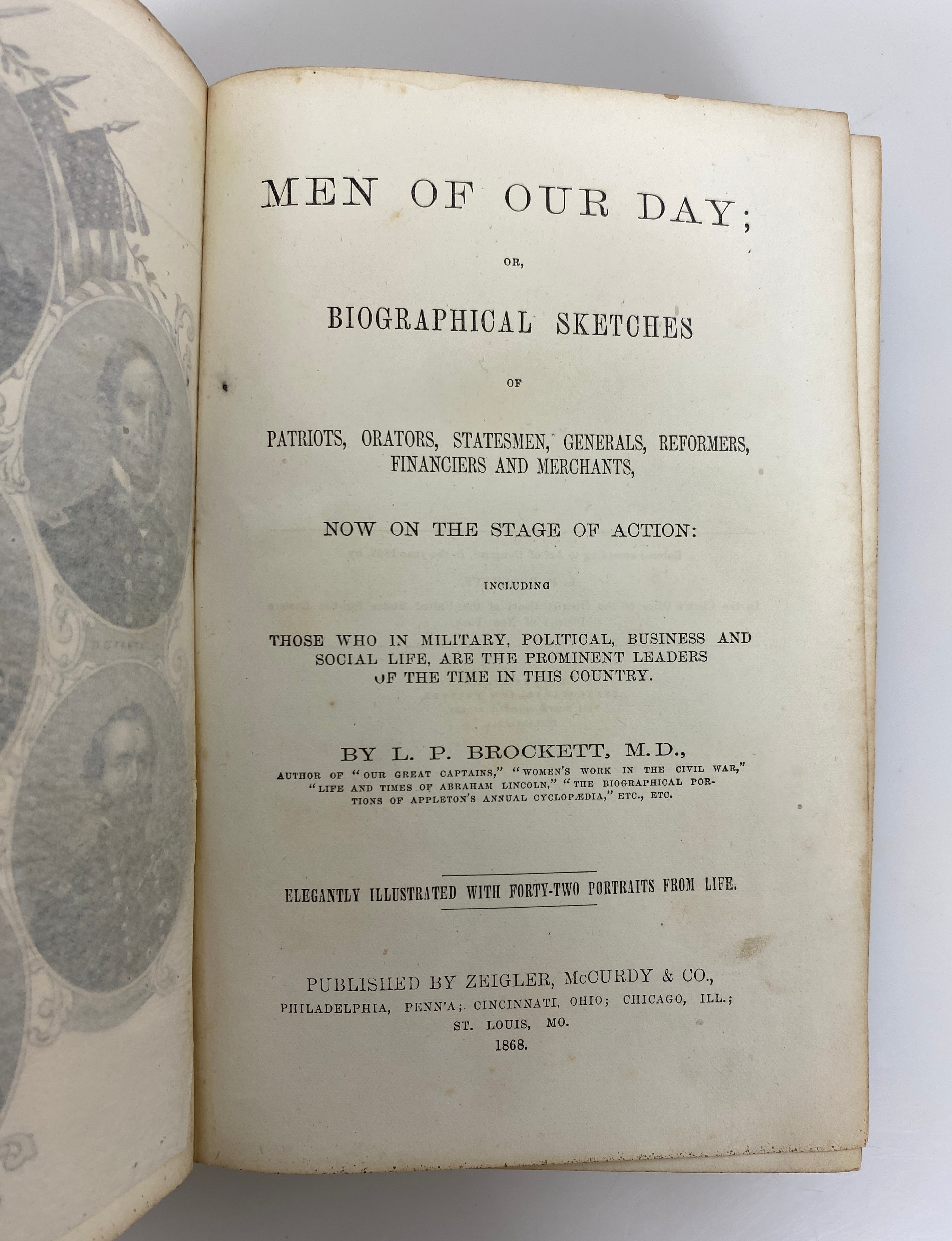 Men of Our Day or Biographical Sketches Brockett 1868 Antique HC