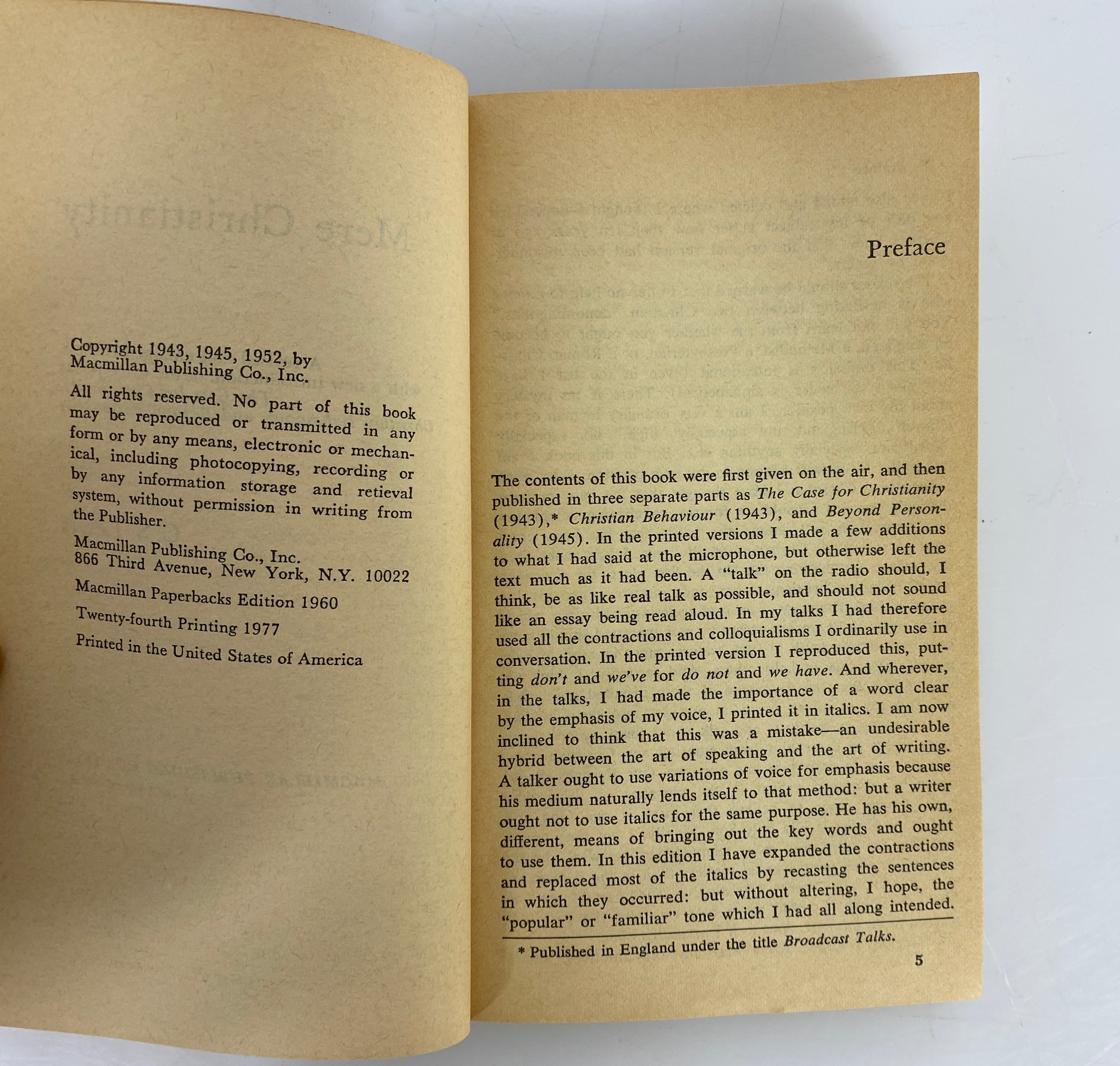 Mere Christianity by C. S. Lewis 1977 SC