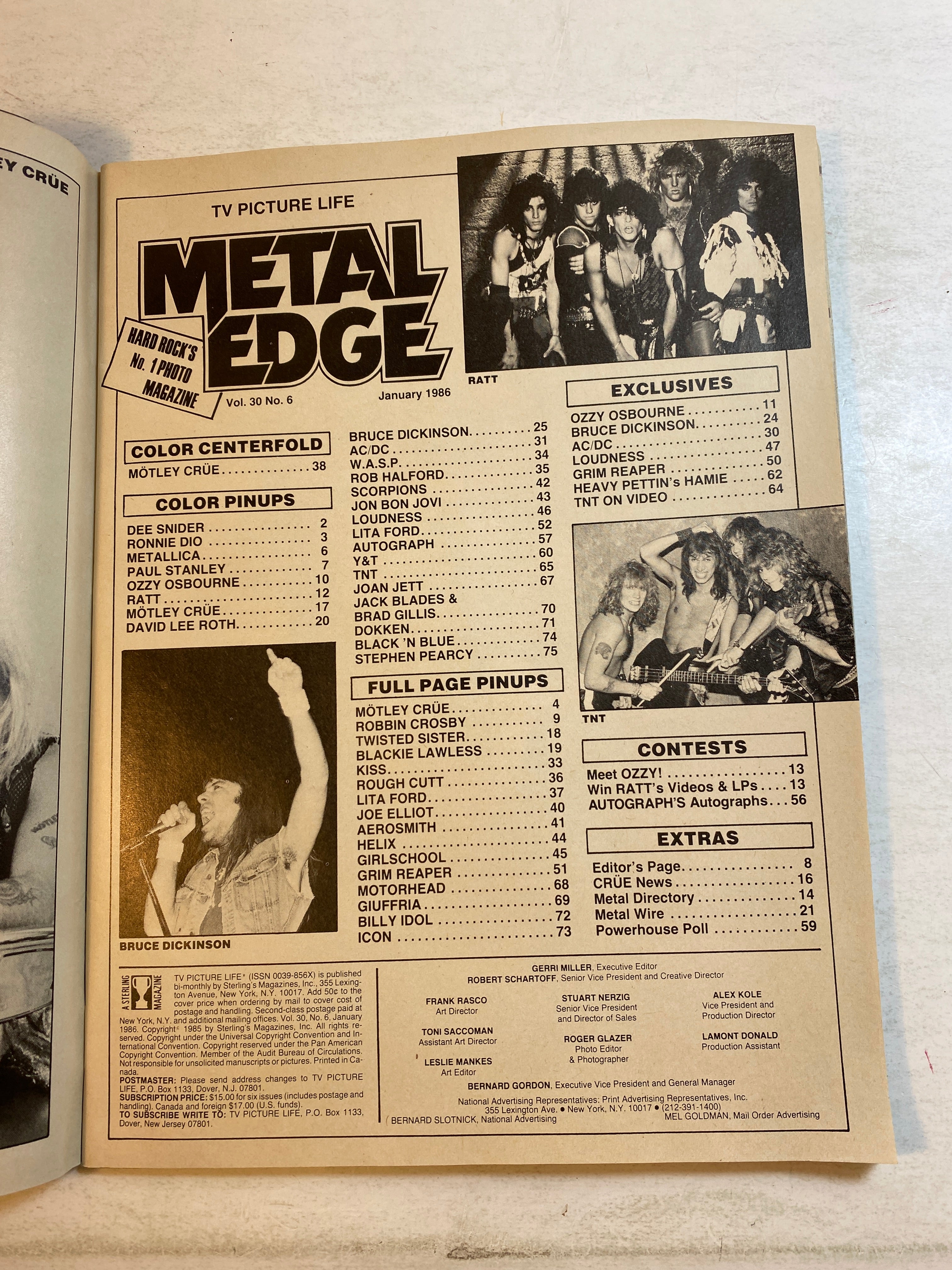 Metal Edge Magazine January 1986 Ratt Motley Crue