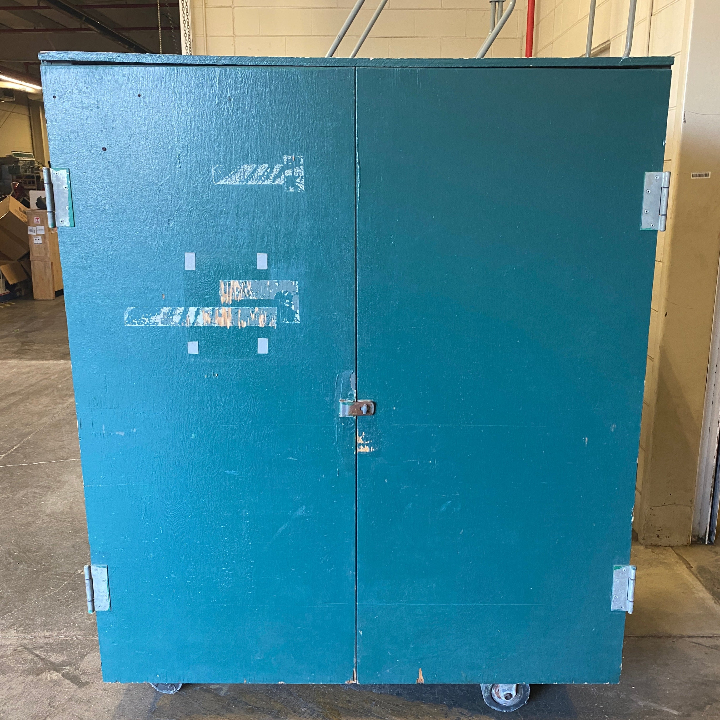 Metal Frame/Wood Paneled Rolling Cabinet