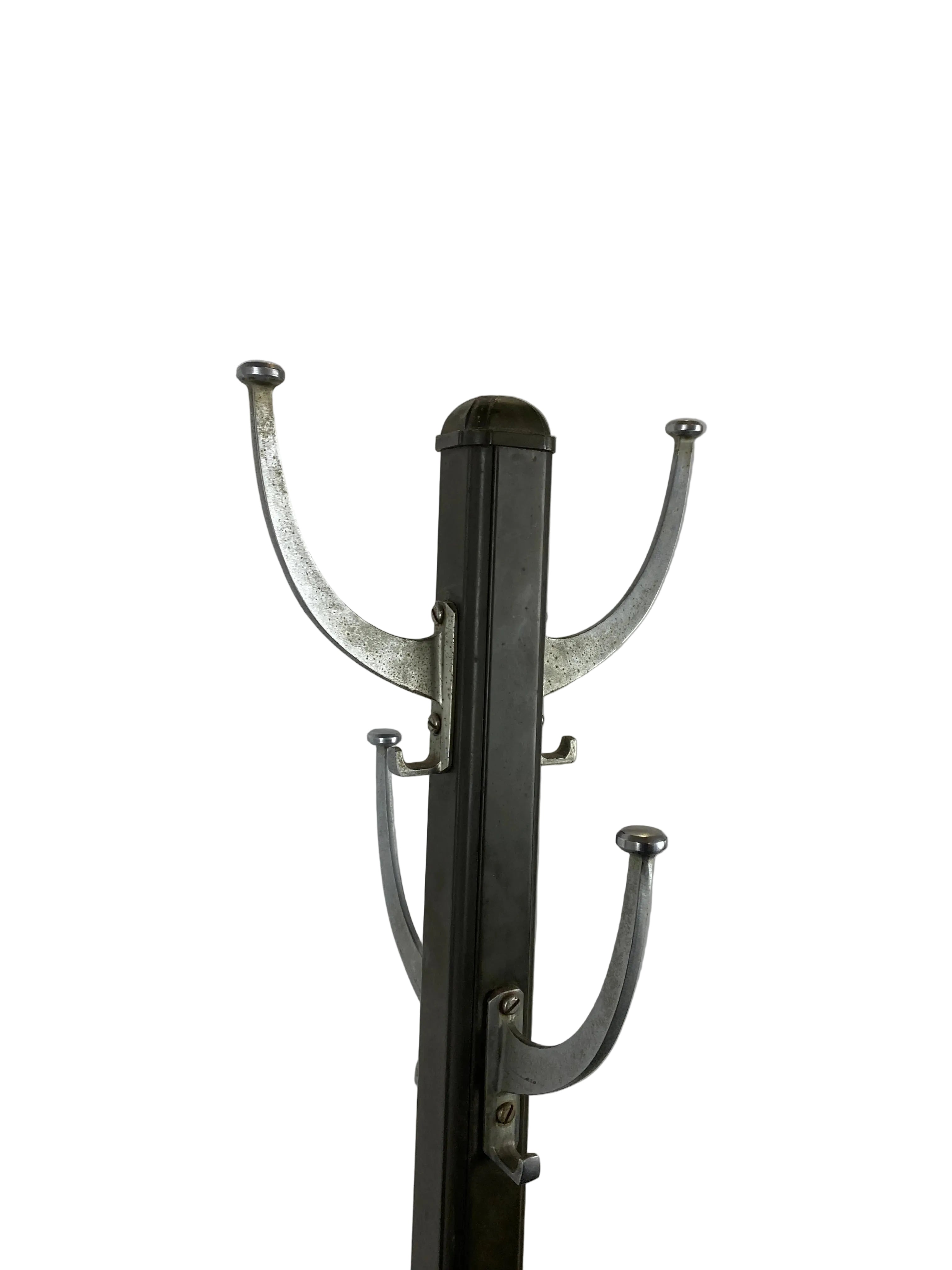Metal Hall Tree Coat Rack 4 Large & 4 Small Hooks Freestanding - Dark Finish