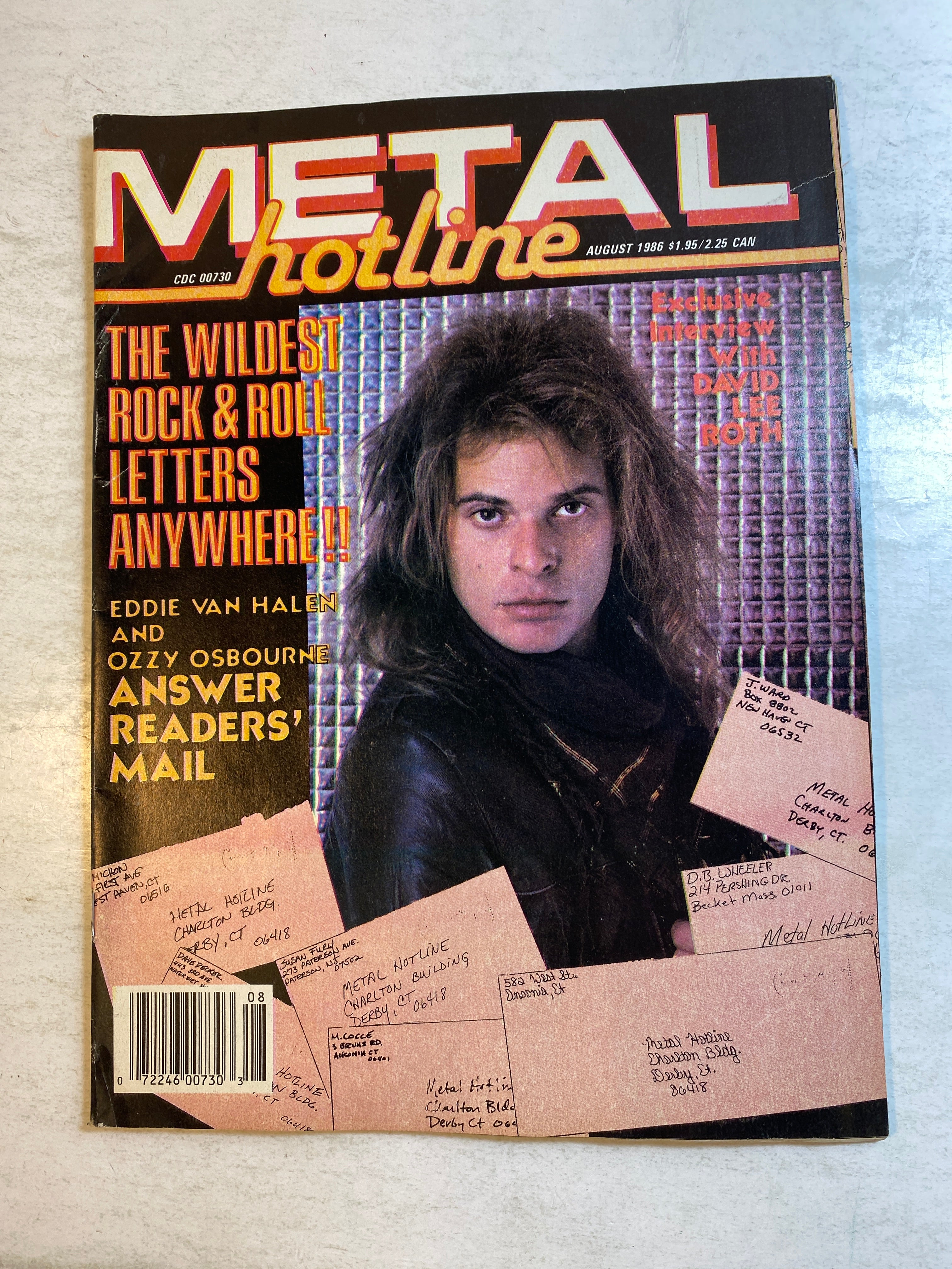 Metal Hotline Magazine August 1986 David Lee Roth