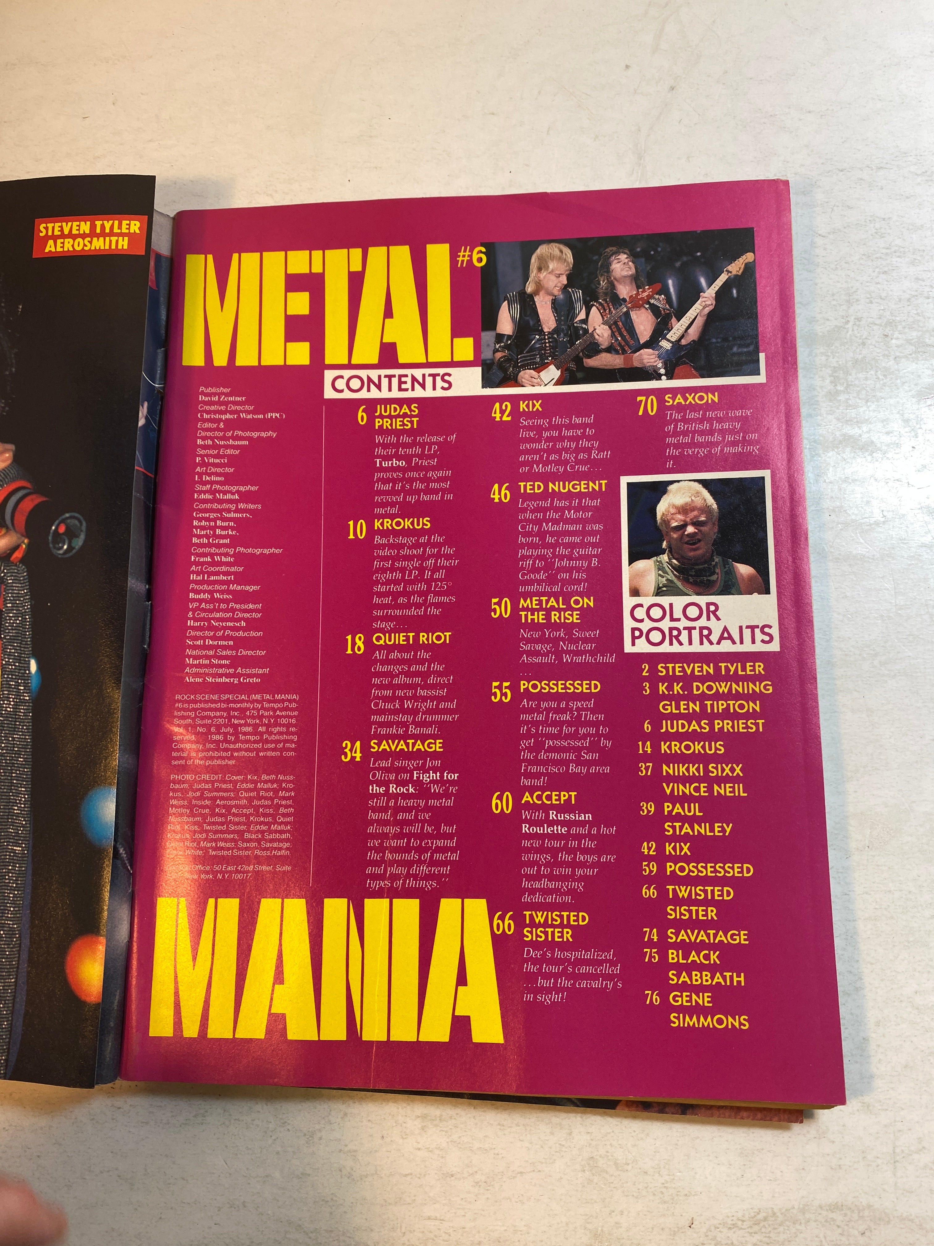 Metal Mania Magazine #6 July 1986 Kiss Foldout Poster